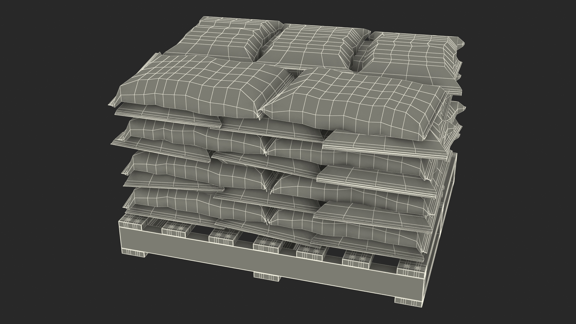 3D Cement Bags on Wooden Pallet model