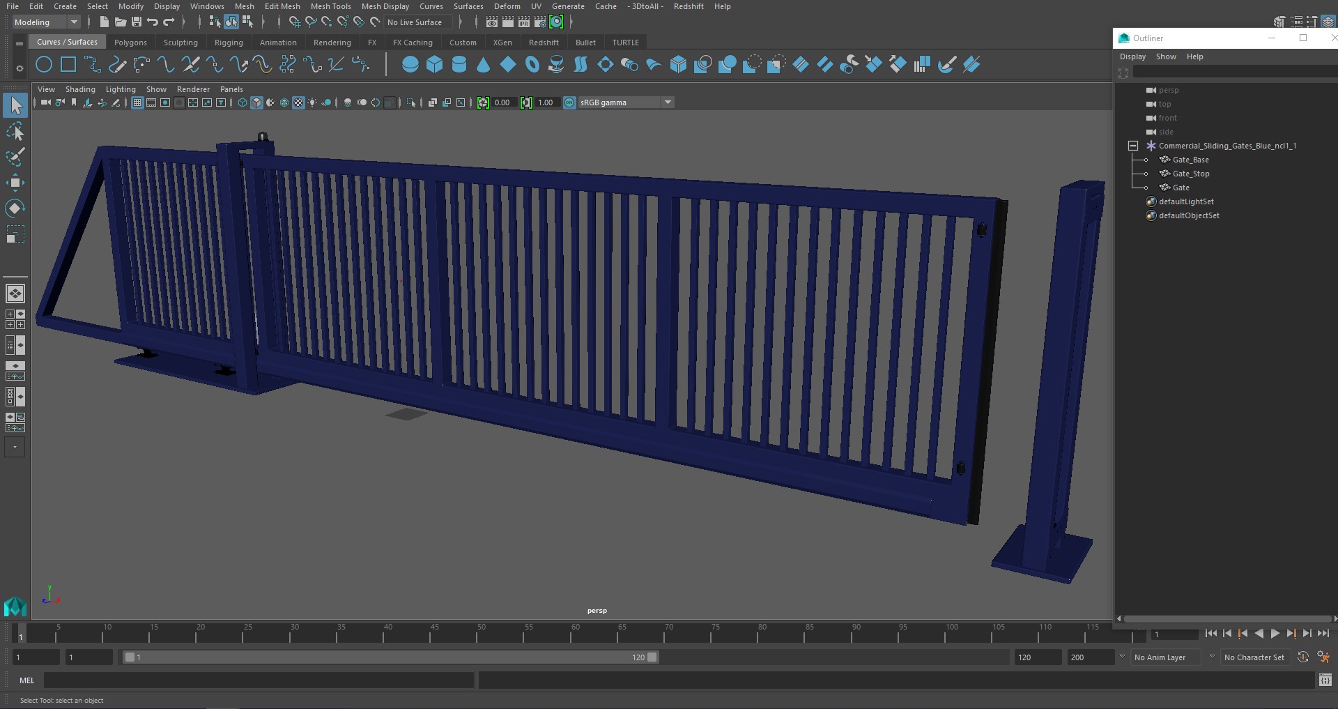 Commercial Sliding Gates Blue 3D model