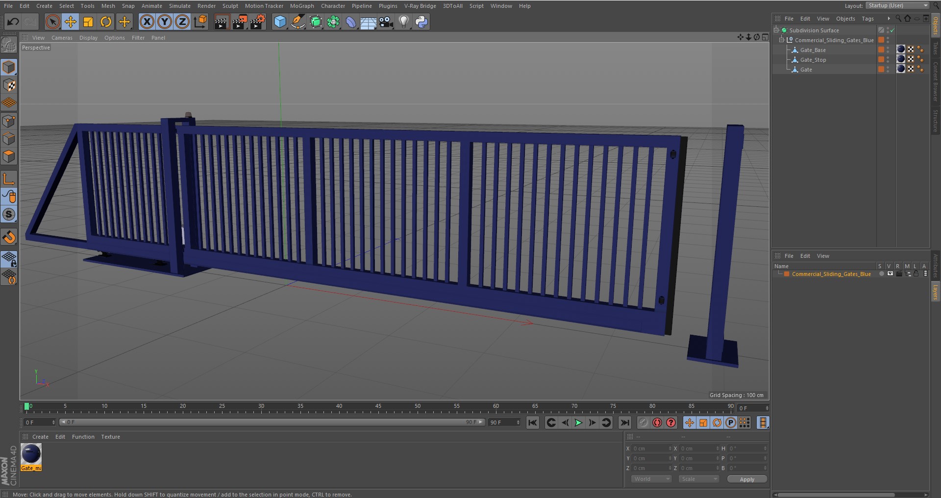 Commercial Sliding Gates Blue 3D model