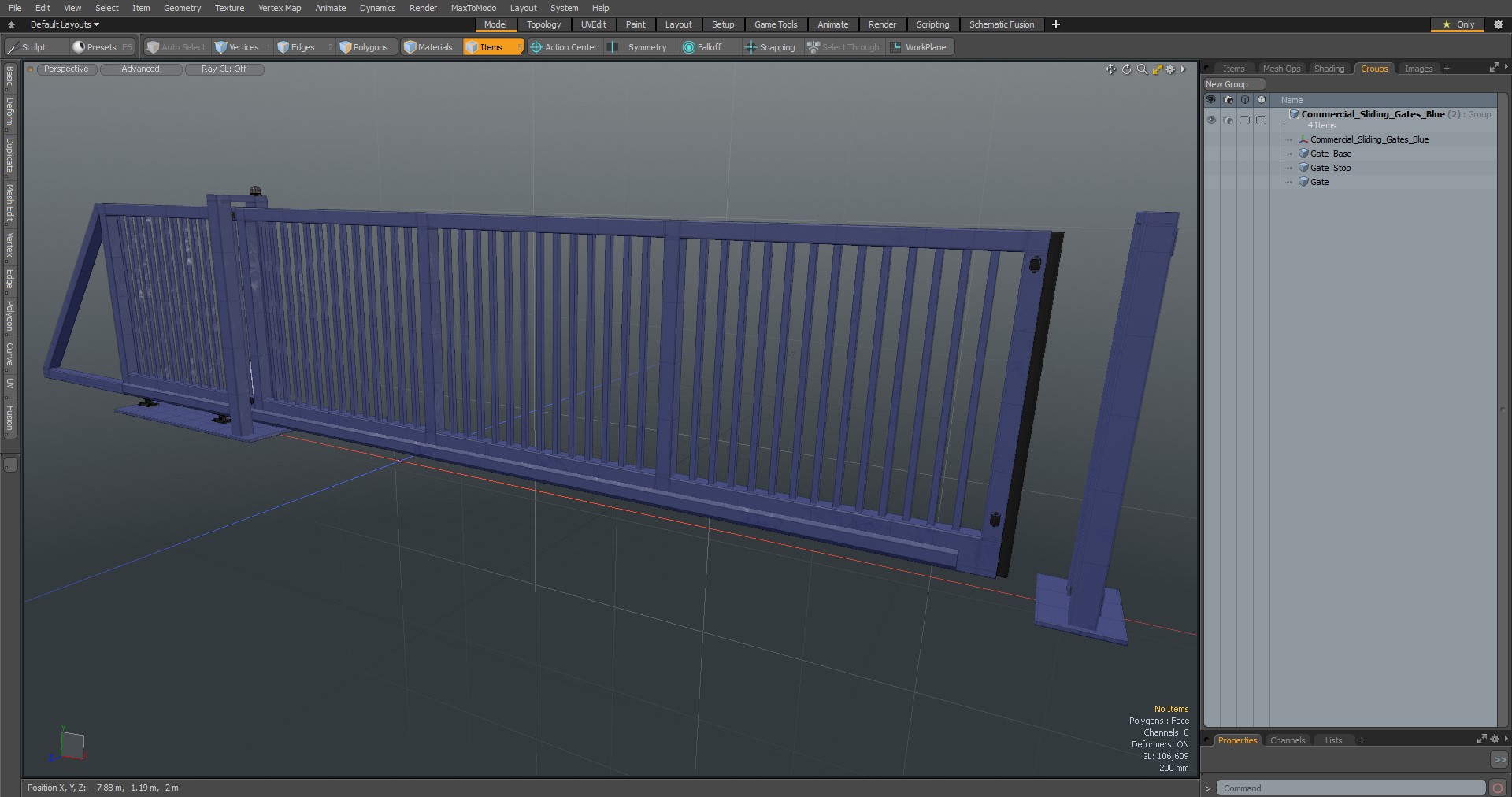 Commercial Sliding Gates Blue 3D model