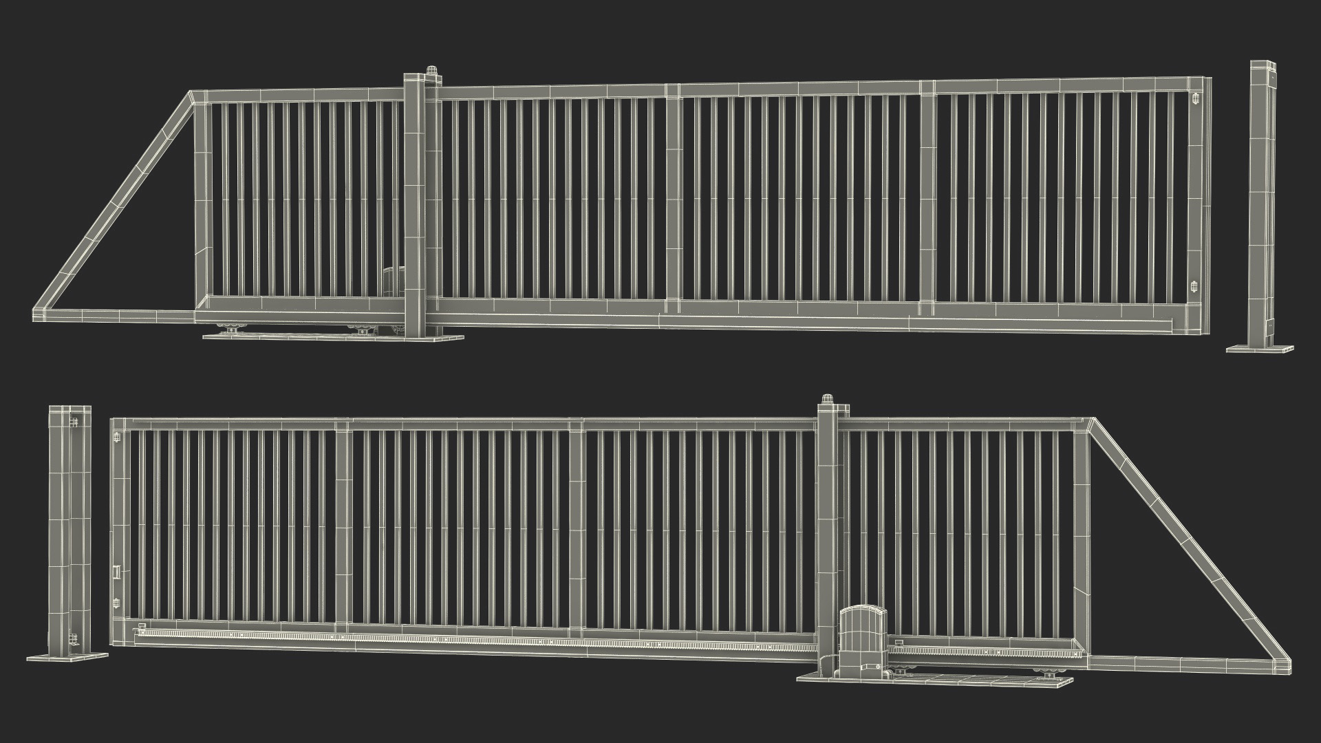 Commercial Sliding Gates Blue 3D model