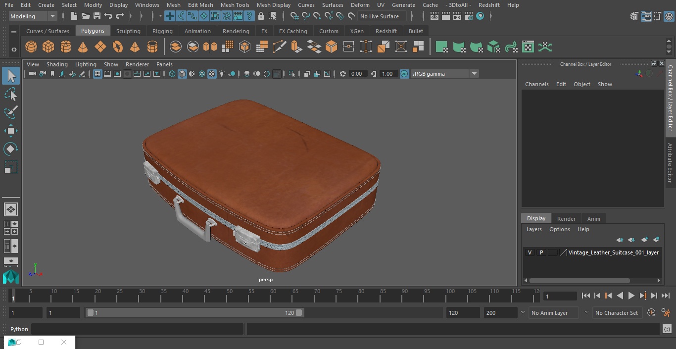 Vintage Leather Suitcase 3D model