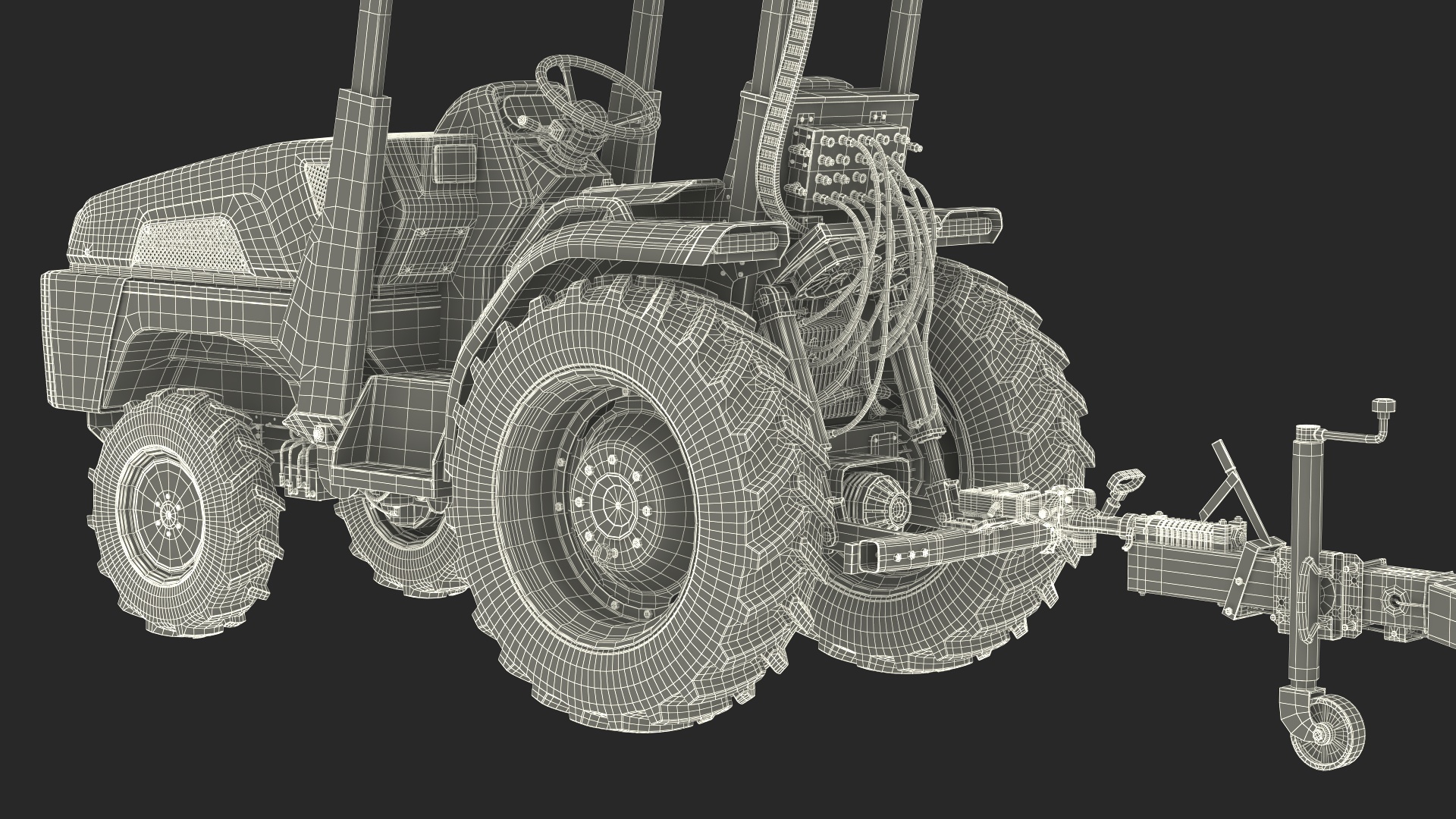 Autonomous Electric Tractor with Double Axle Trailer 3D