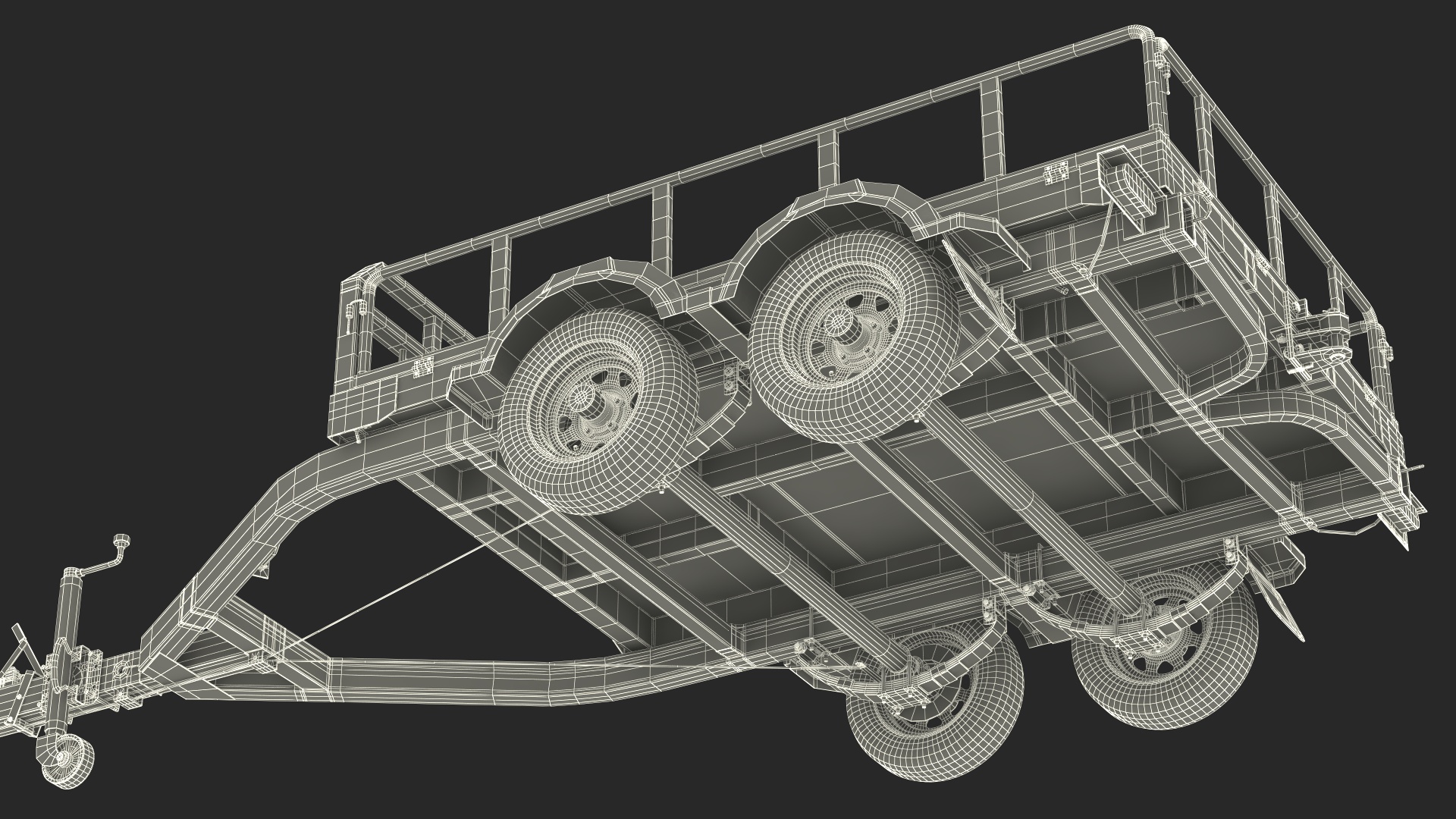 Autonomous Electric Tractor with Double Axle Trailer 3D