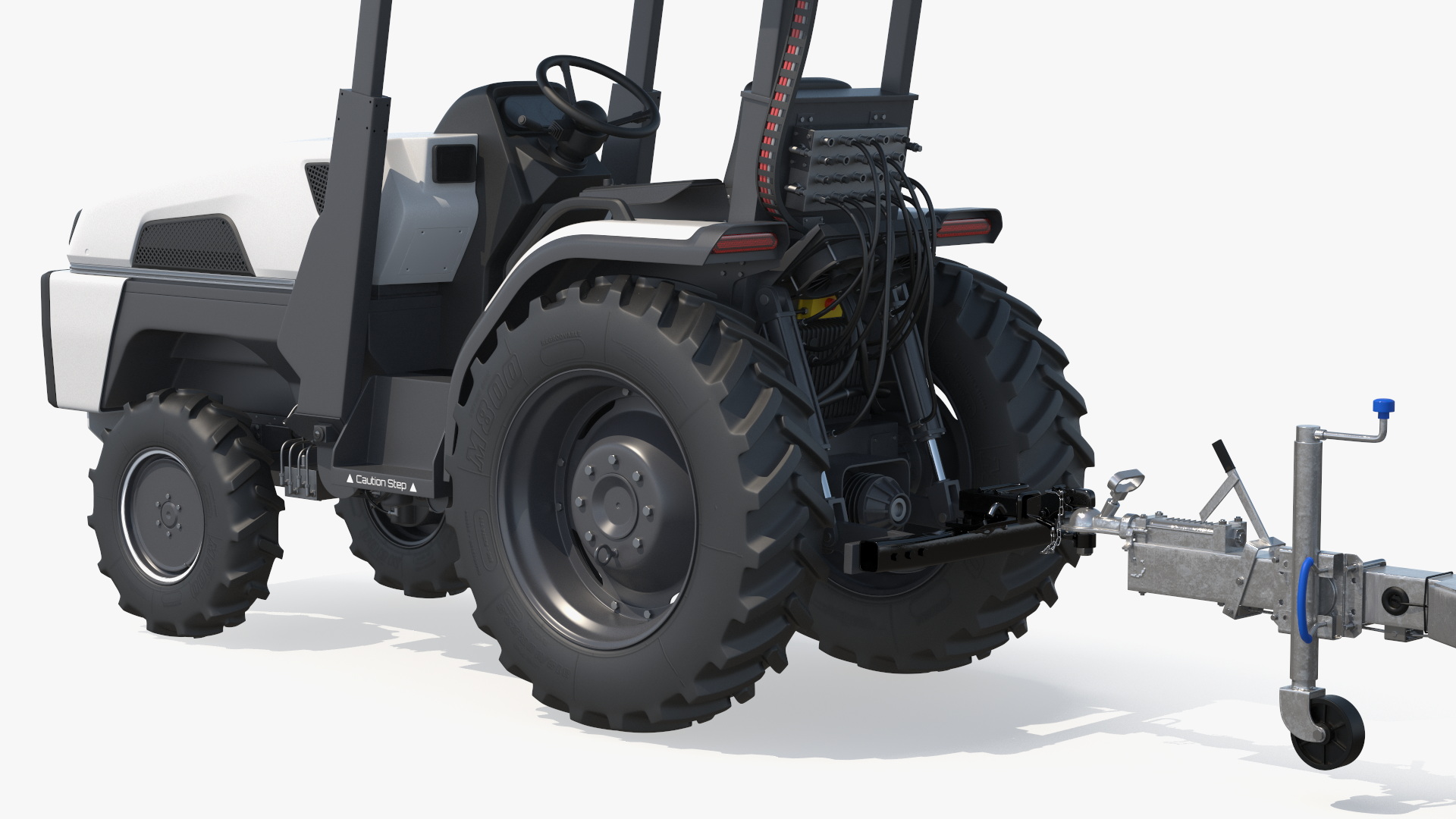 Autonomous Electric Tractor with Double Axle Trailer 3D