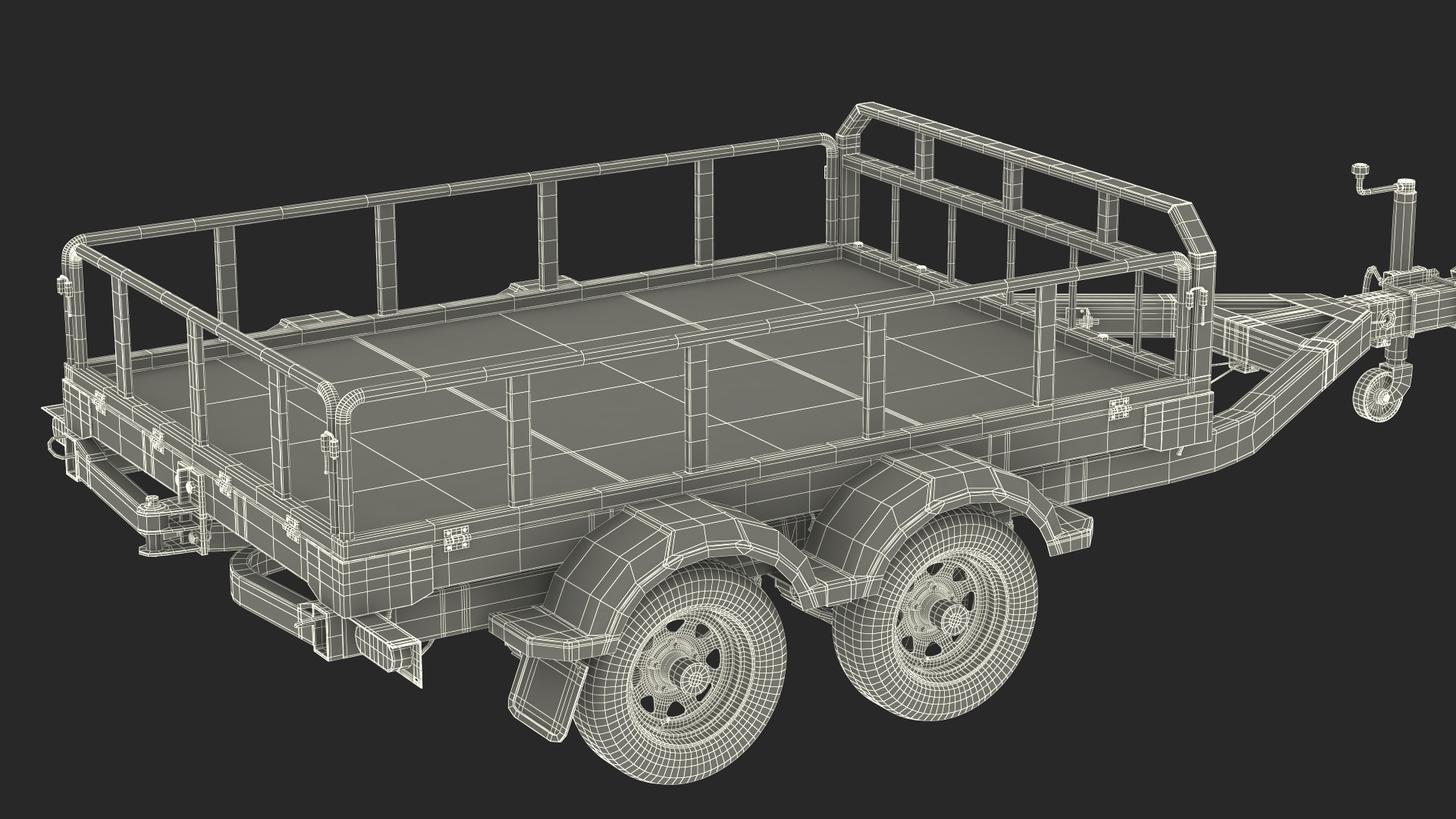 Autonomous Electric Tractor with Double Axle Trailer 3D