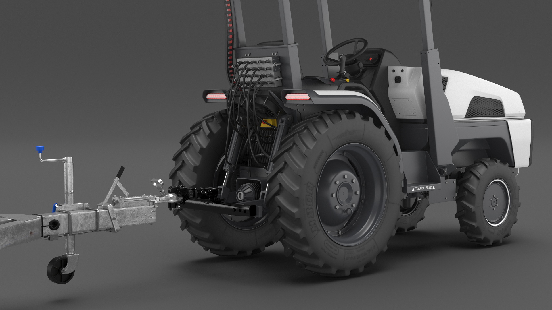 Autonomous Electric Tractor with Double Axle Trailer 3D