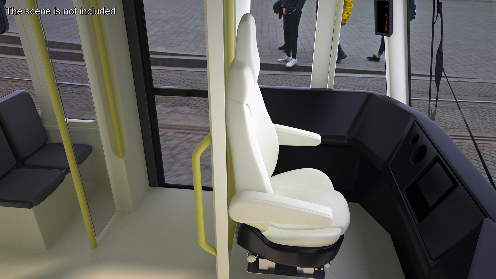 City Tram Yellow Simple Interior 3D