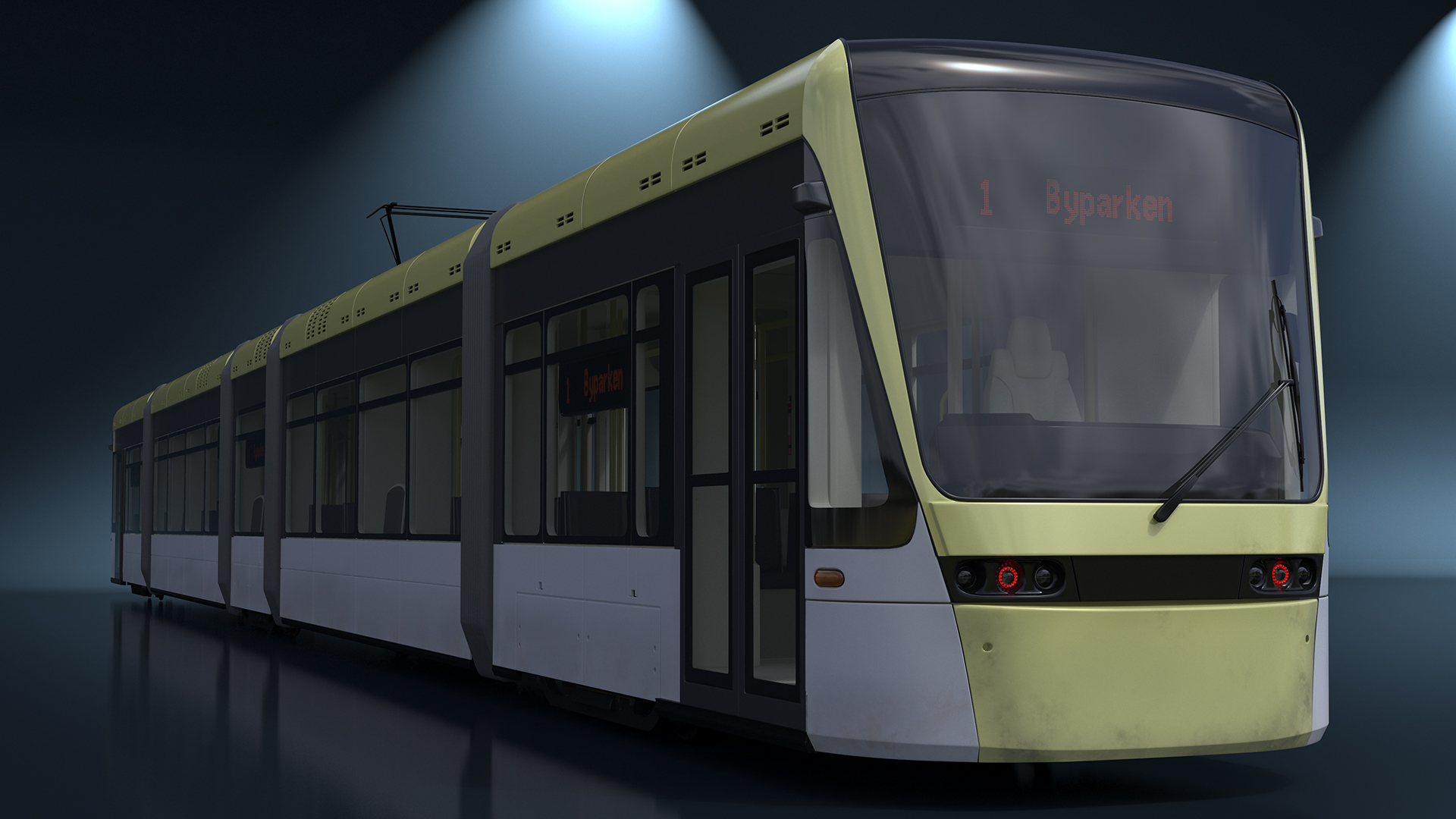 City Tram Yellow Simple Interior 3D