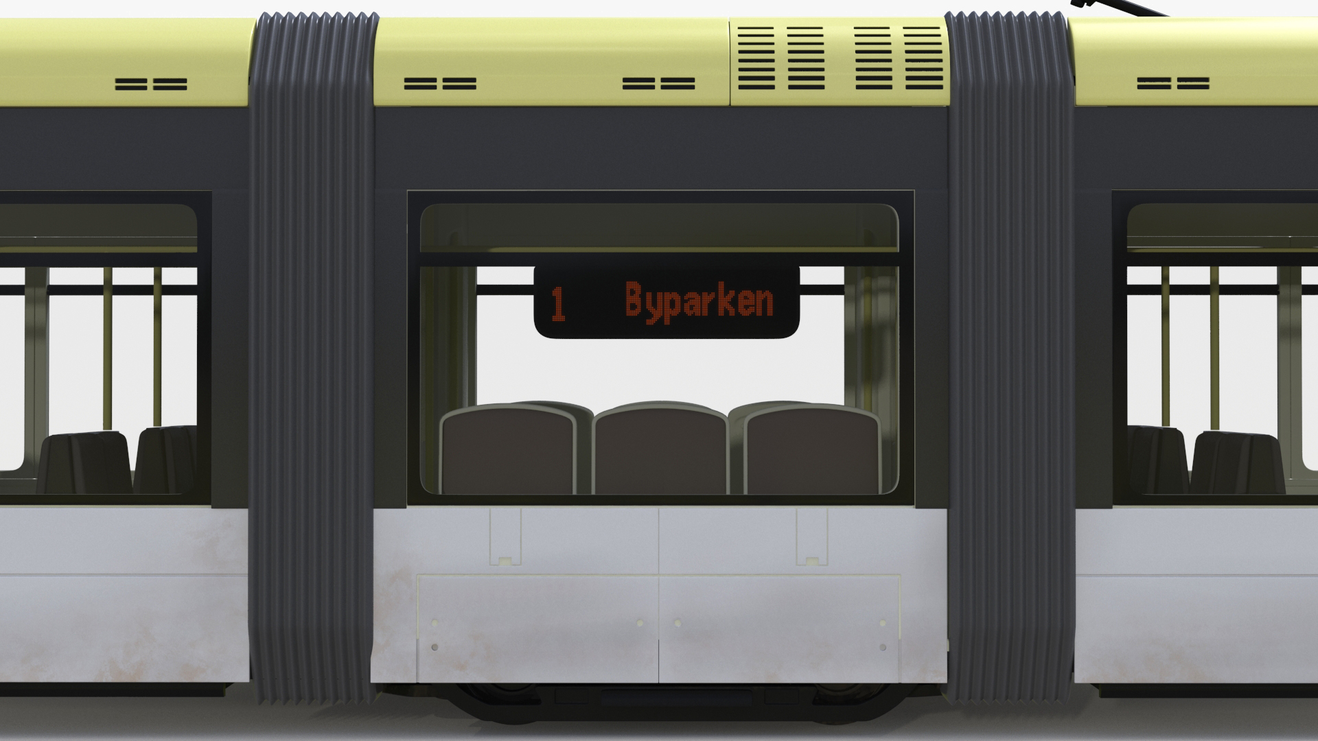 City Tram Yellow Simple Interior 3D