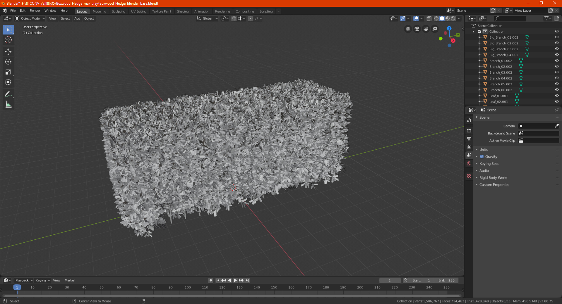 3D Boxwood Hedge model