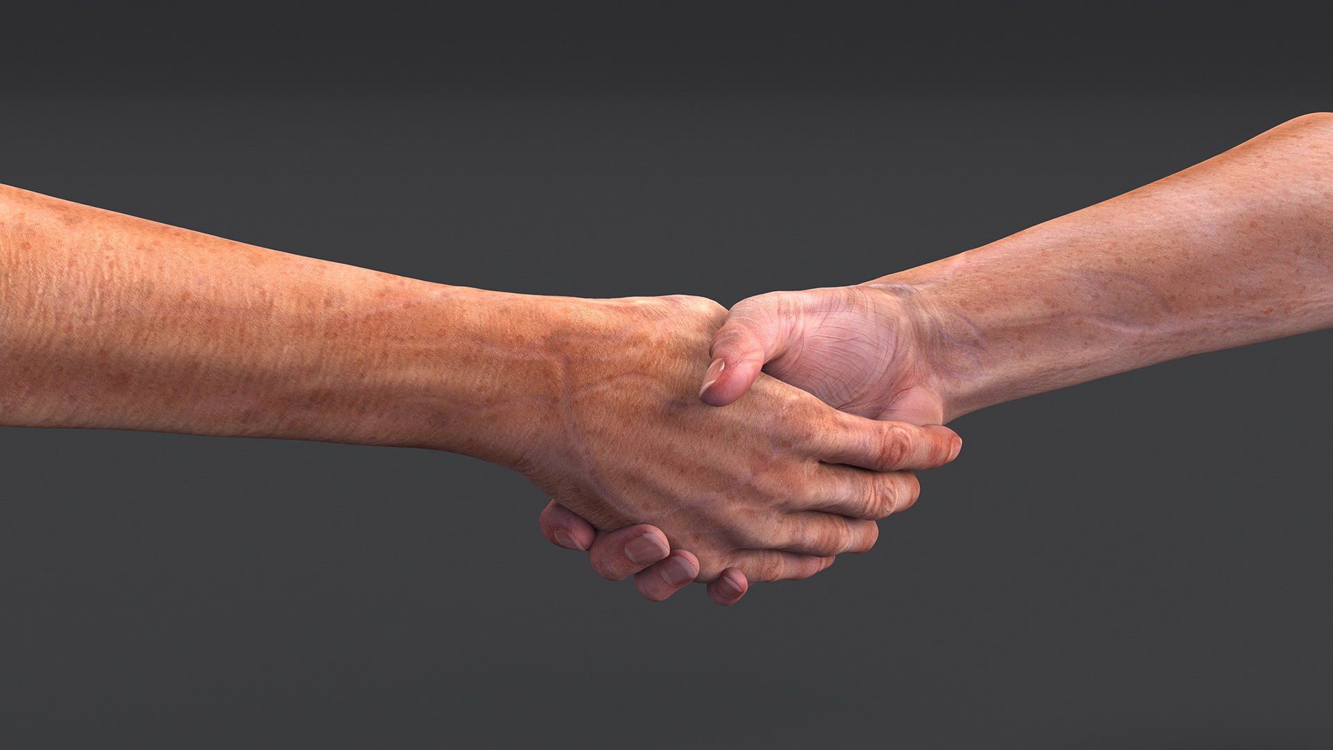 Handshake Old Man Hands Rigged for Maya 3D model