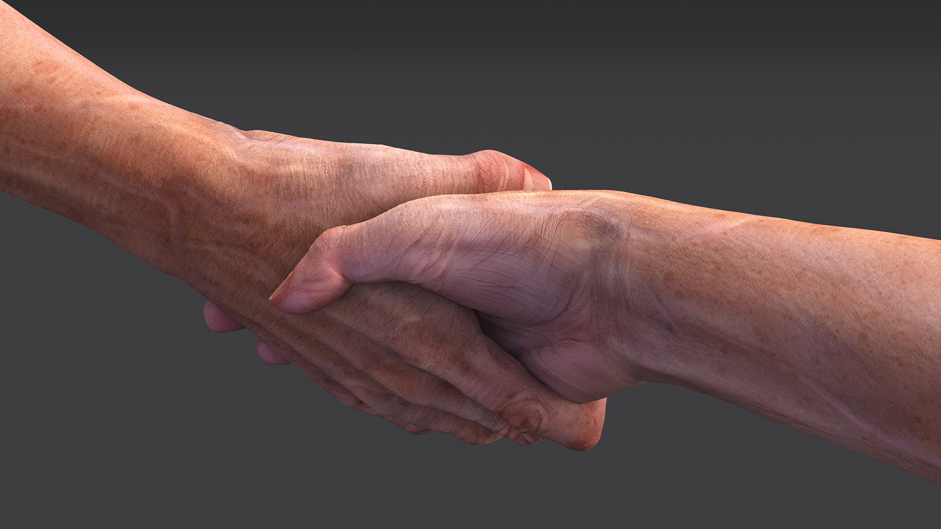 Handshake Old Man Hands Rigged for Maya 3D model