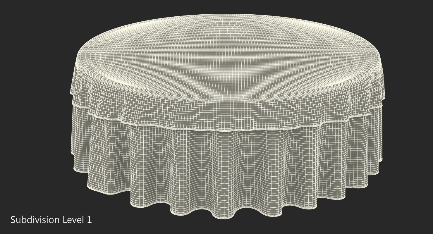 Round Dinner Table With TableCloth 3D model