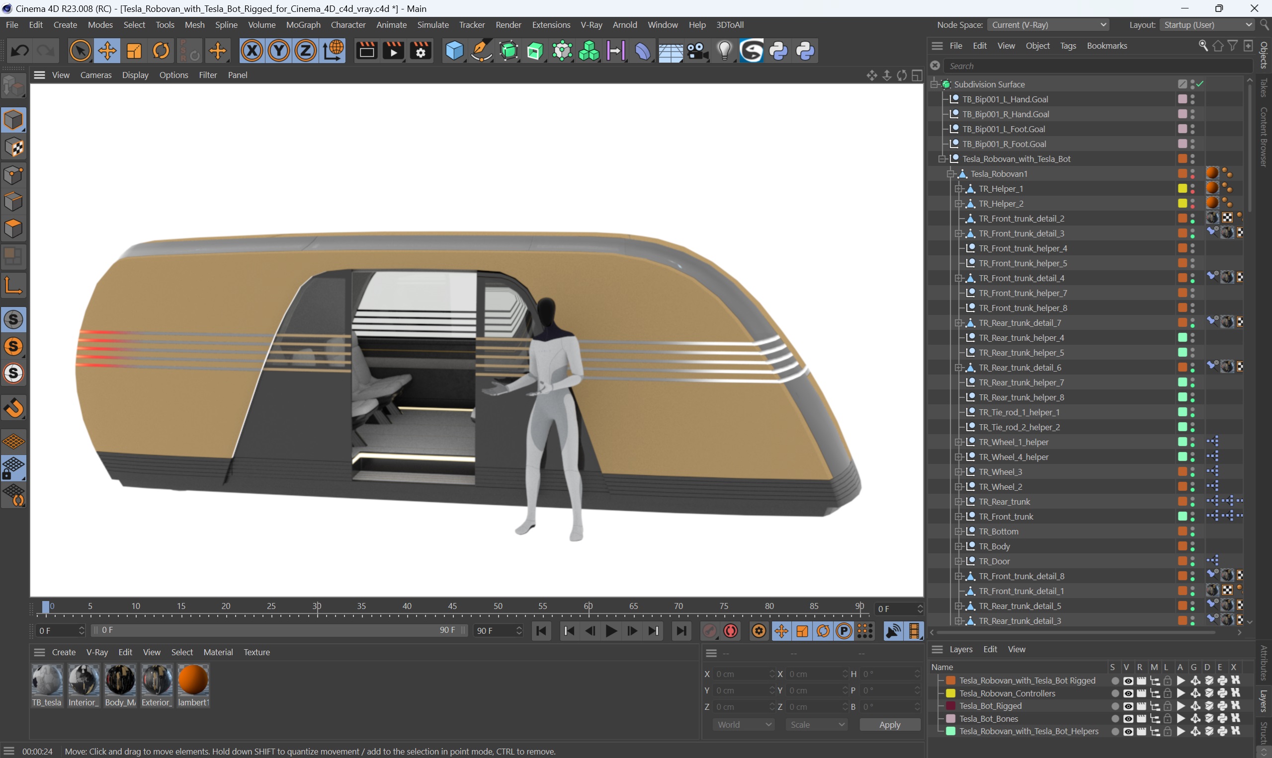 Tesla Robovan with Tesla Bot Rigged for Cinema 4D 3D model