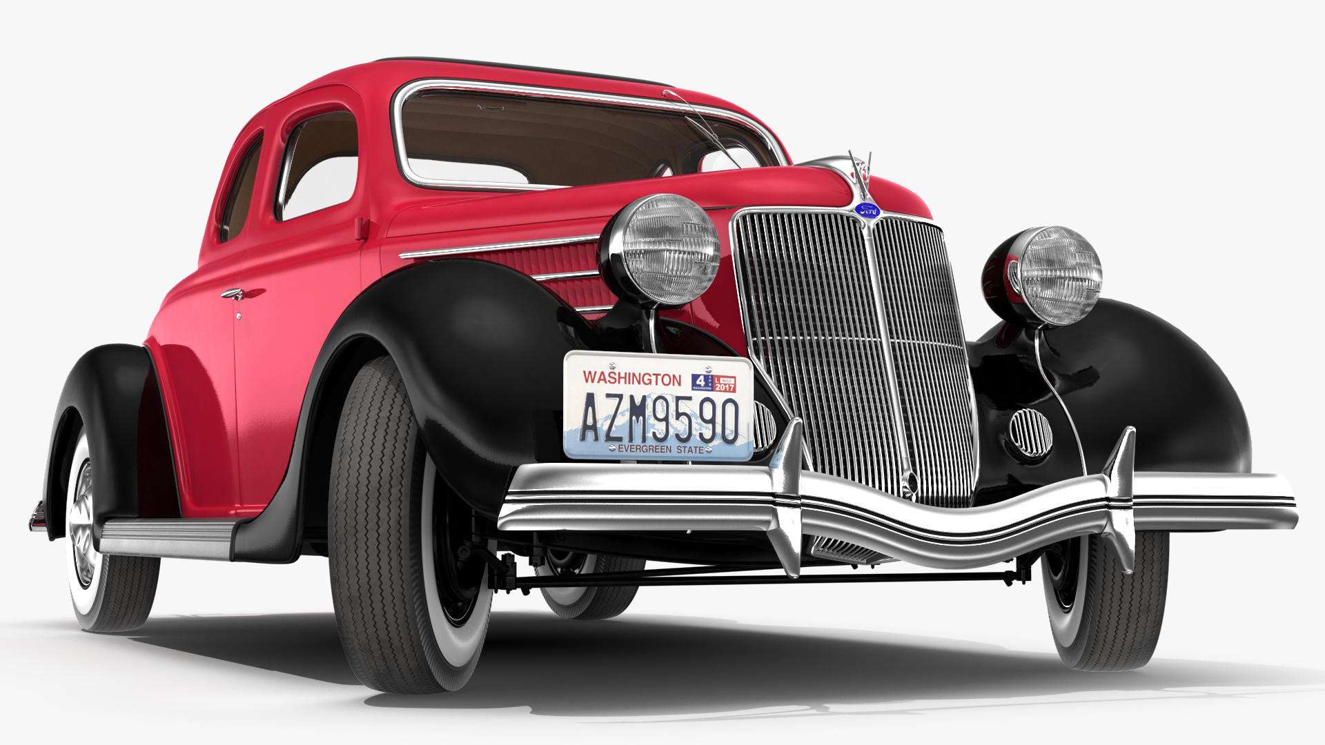 1936 Ford V8 Coupe Red Rigged 3D model