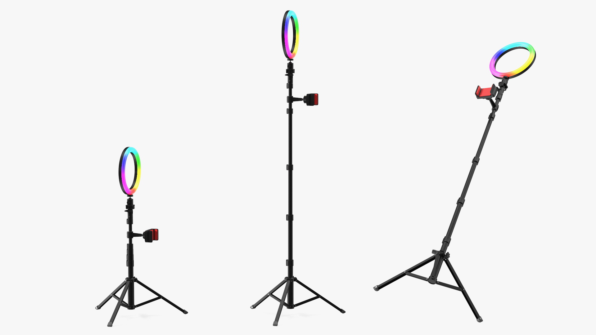 LED Selfie Ring Light with Tripod and Phone Holder RGB 3D model