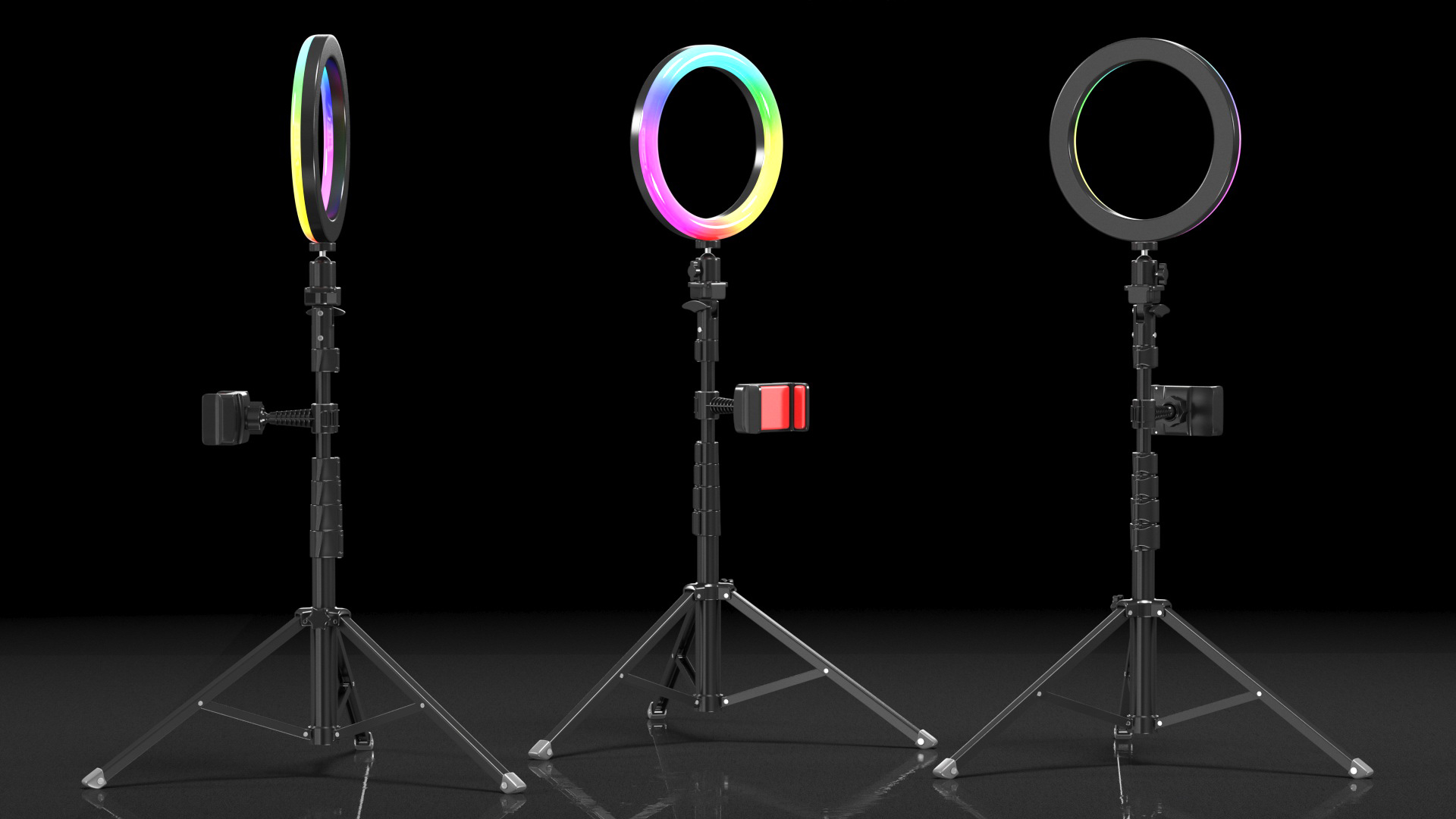 LED Selfie Ring Light with Tripod and Phone Holder RGB 3D model