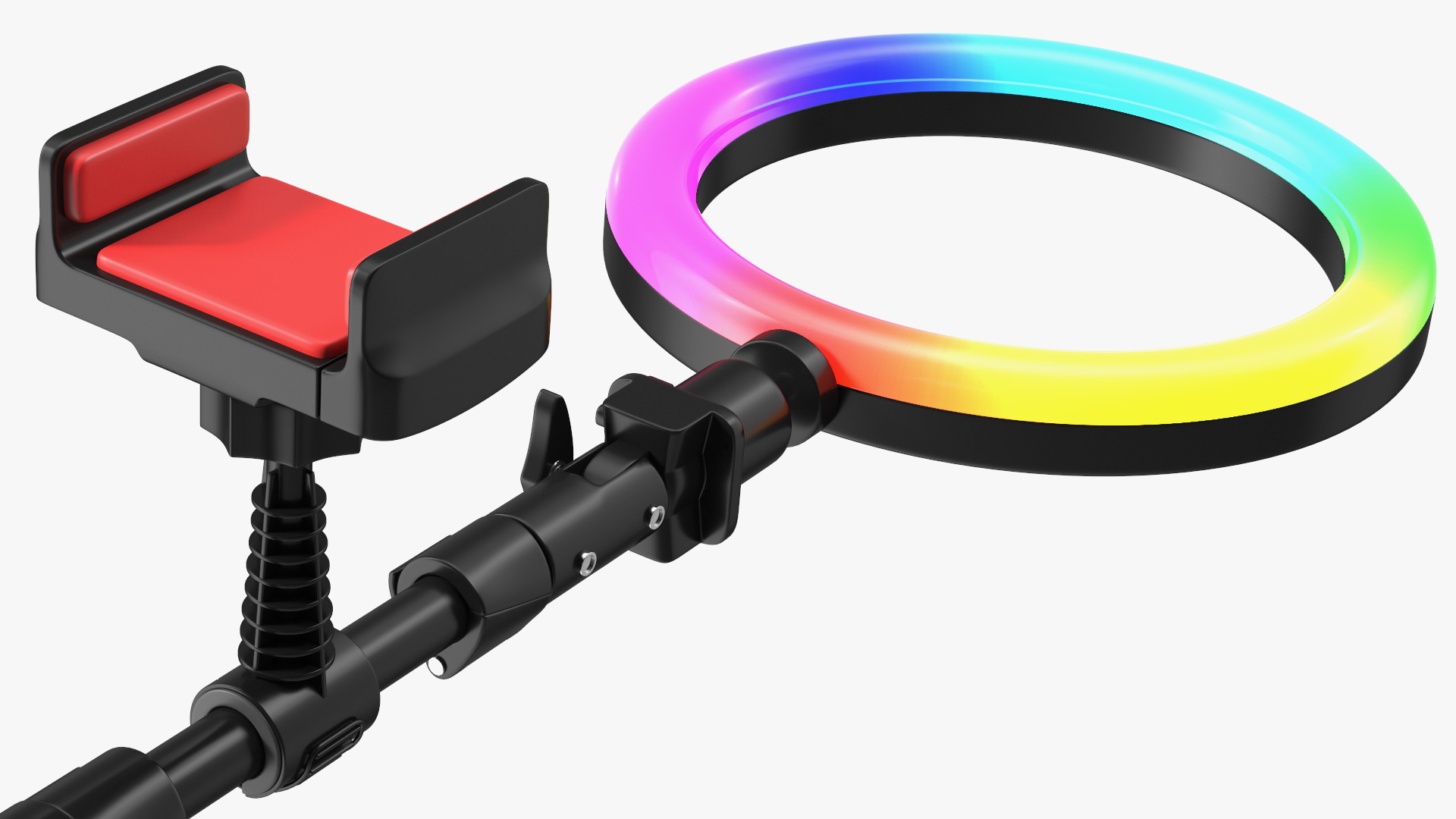 LED Selfie Ring Light with Tripod and Phone Holder RGB 3D model