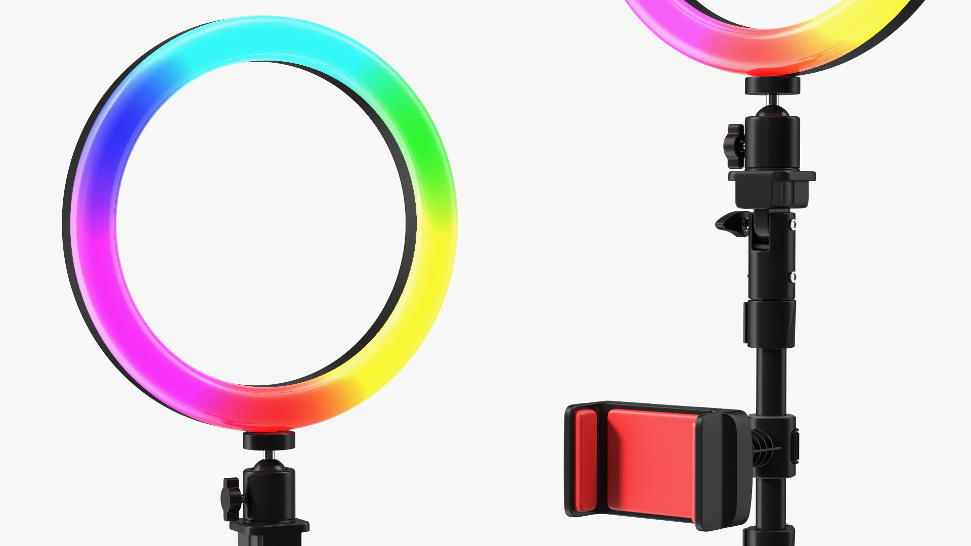 LED Selfie Ring Light with Tripod and Phone Holder RGB 3D model