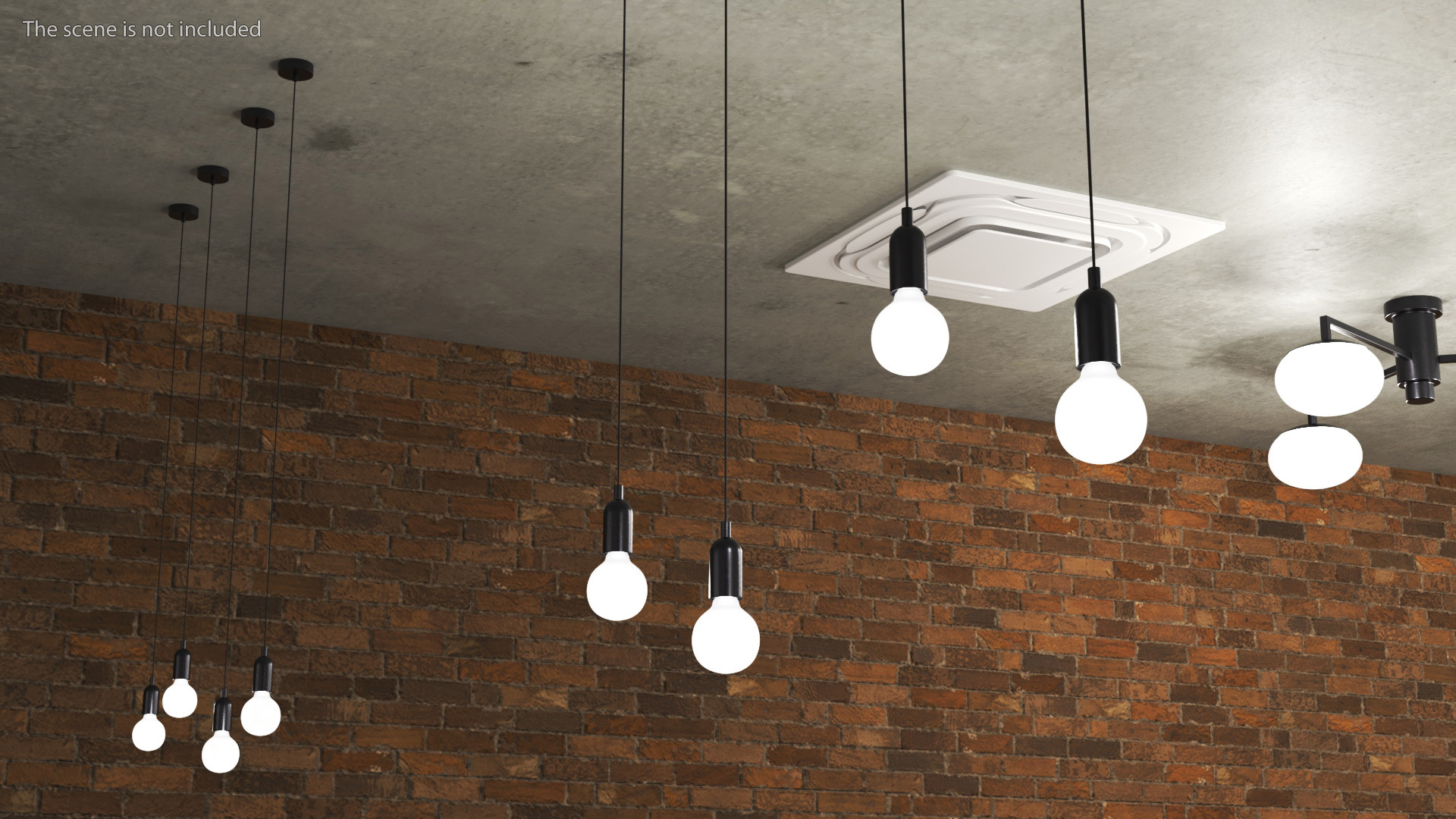 3D Hanging Bulbs model