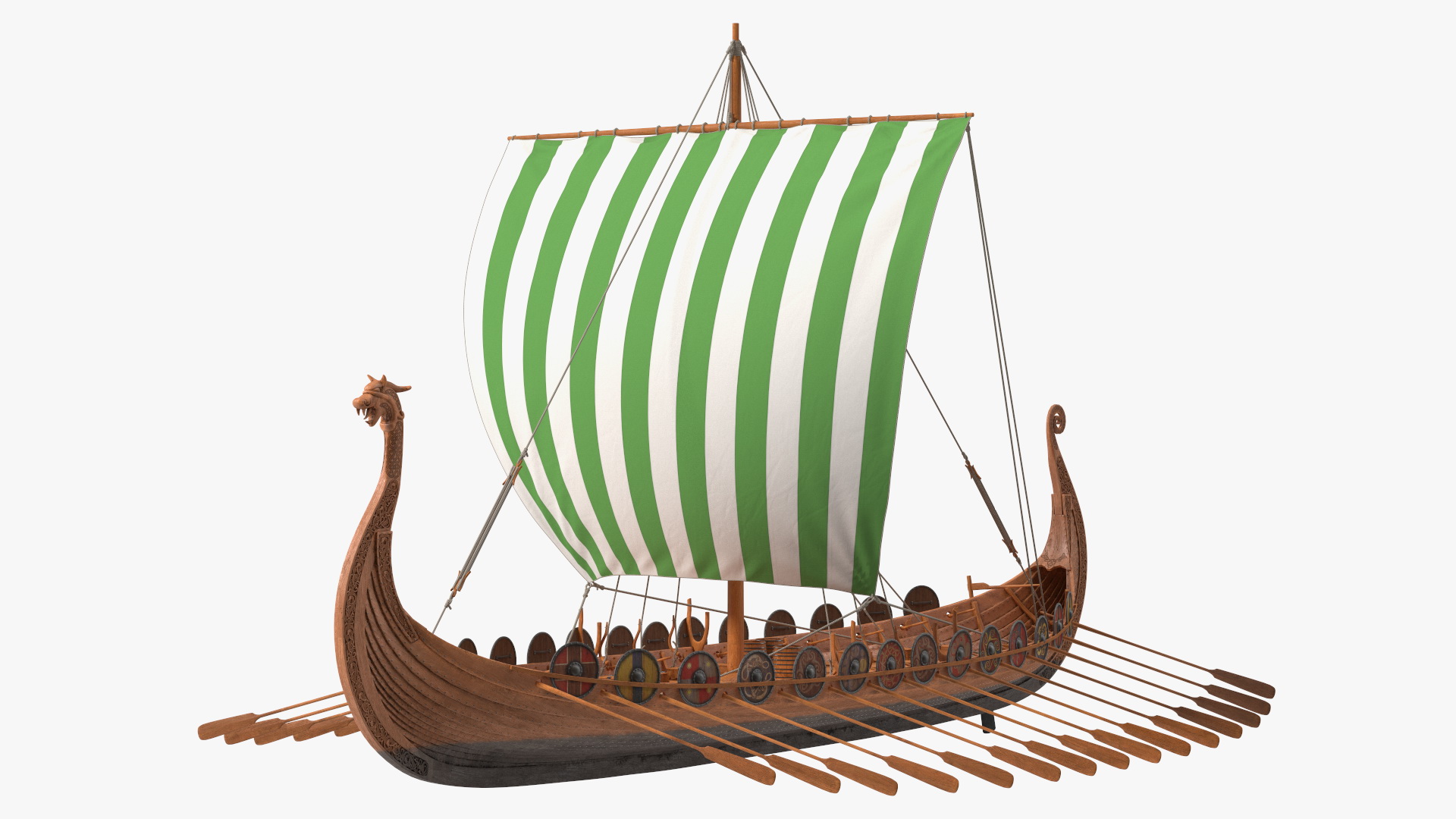 3D model Viking Drakkar Sail Green