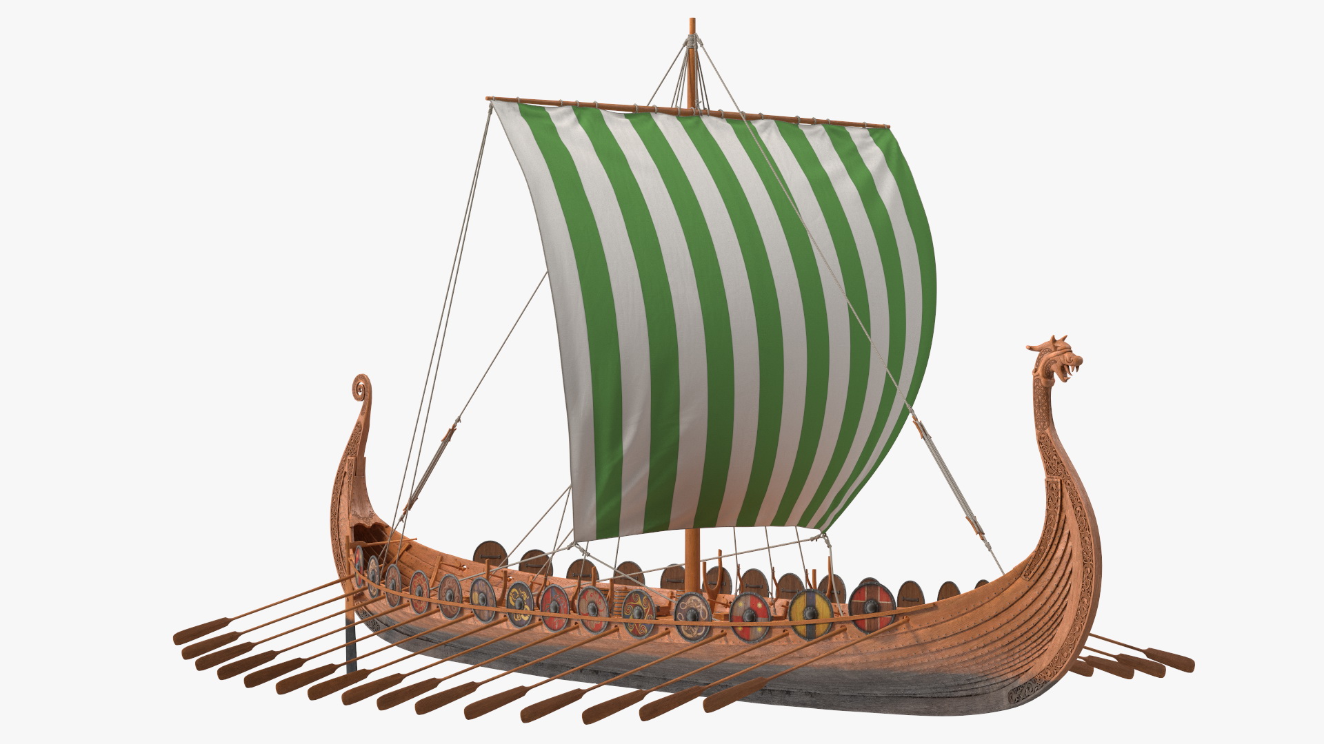 3D model Viking Drakkar Sail Green