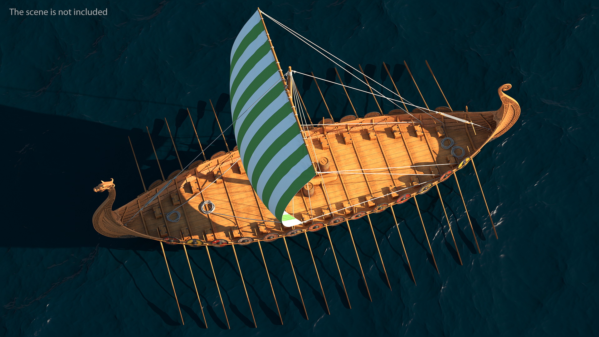 3D model Viking Drakkar Sail Green