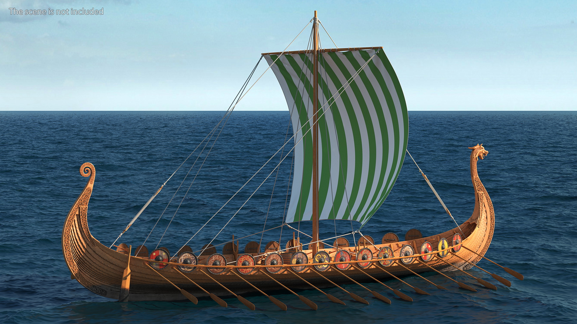 3D model Viking Drakkar Sail Green