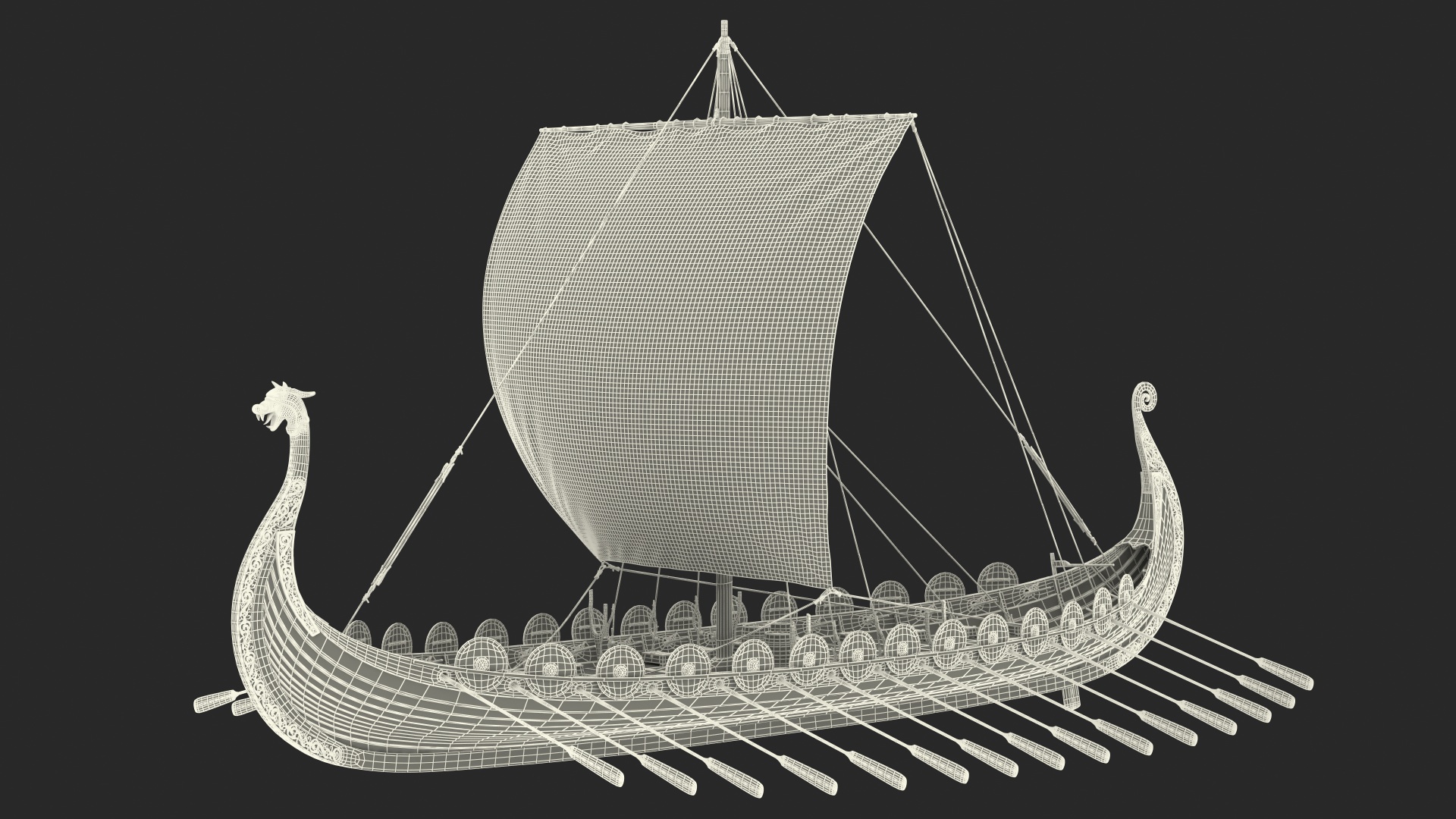 3D model Viking Drakkar Sail Green