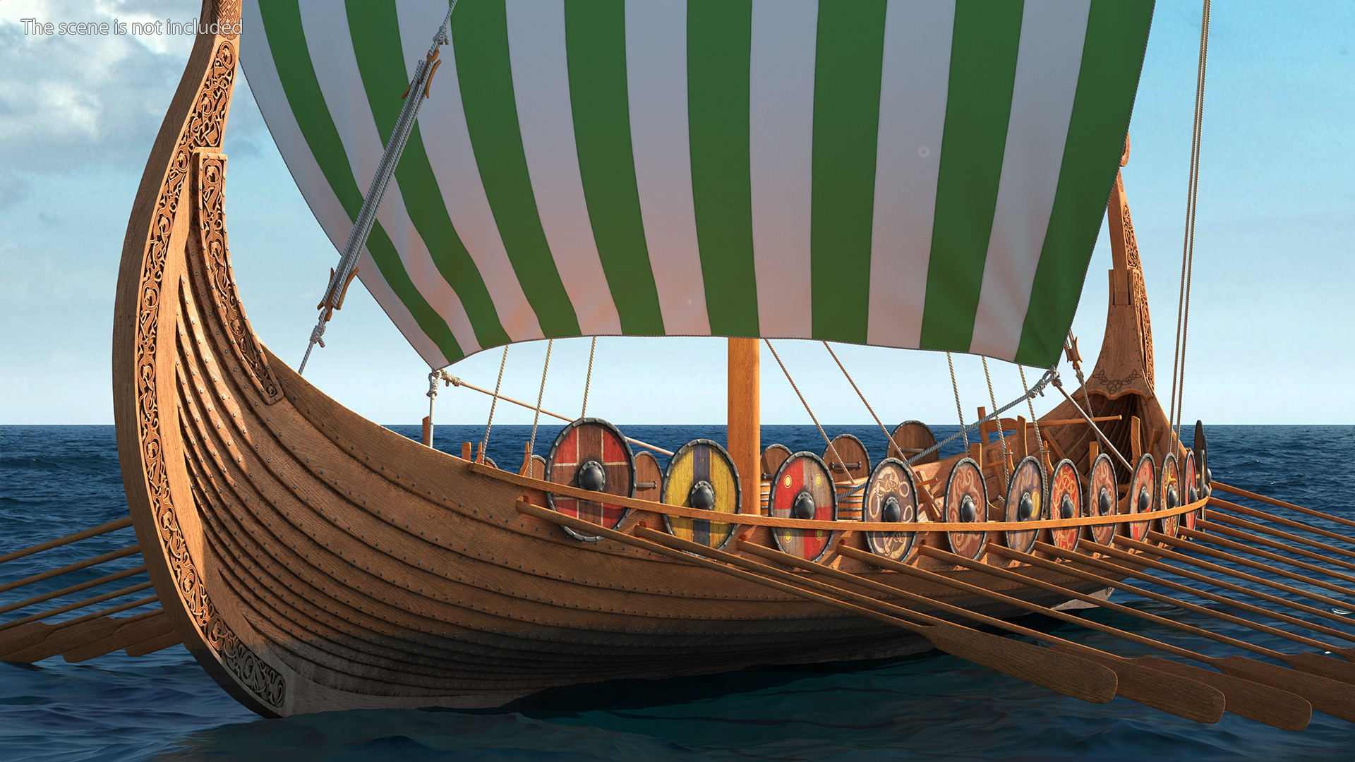 3D model Viking Drakkar Sail Green