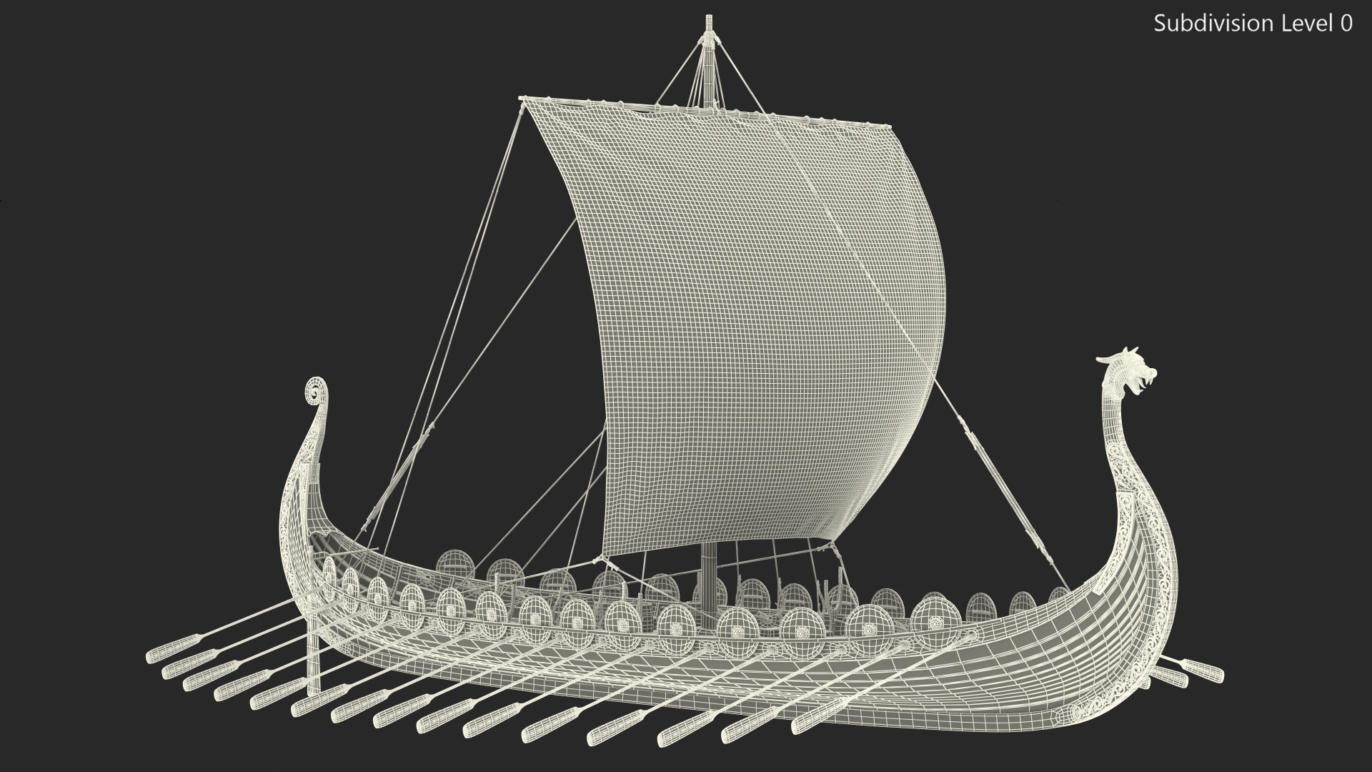 3D model Viking Drakkar Sail Green