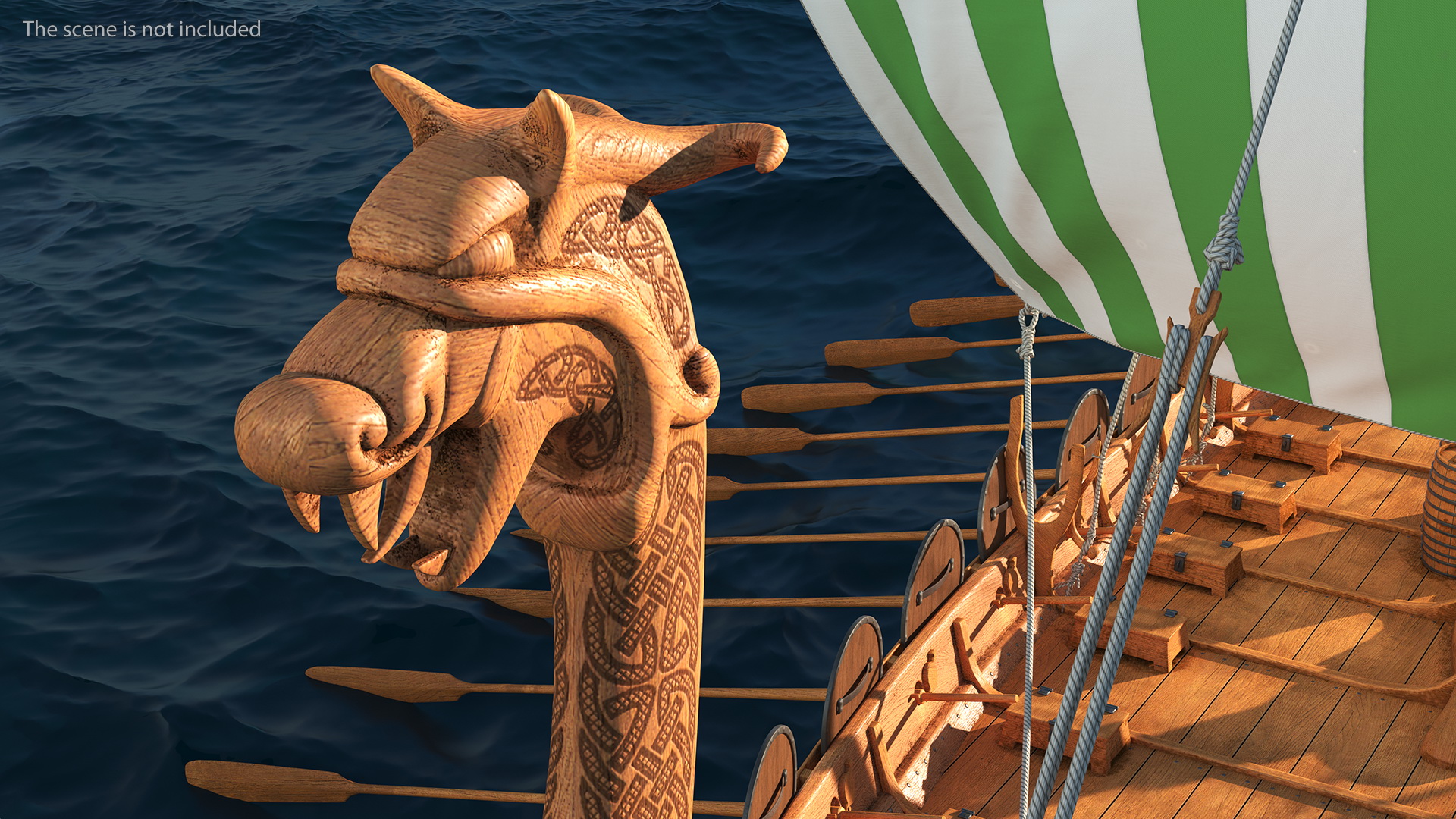 3D model Viking Drakkar Sail Green