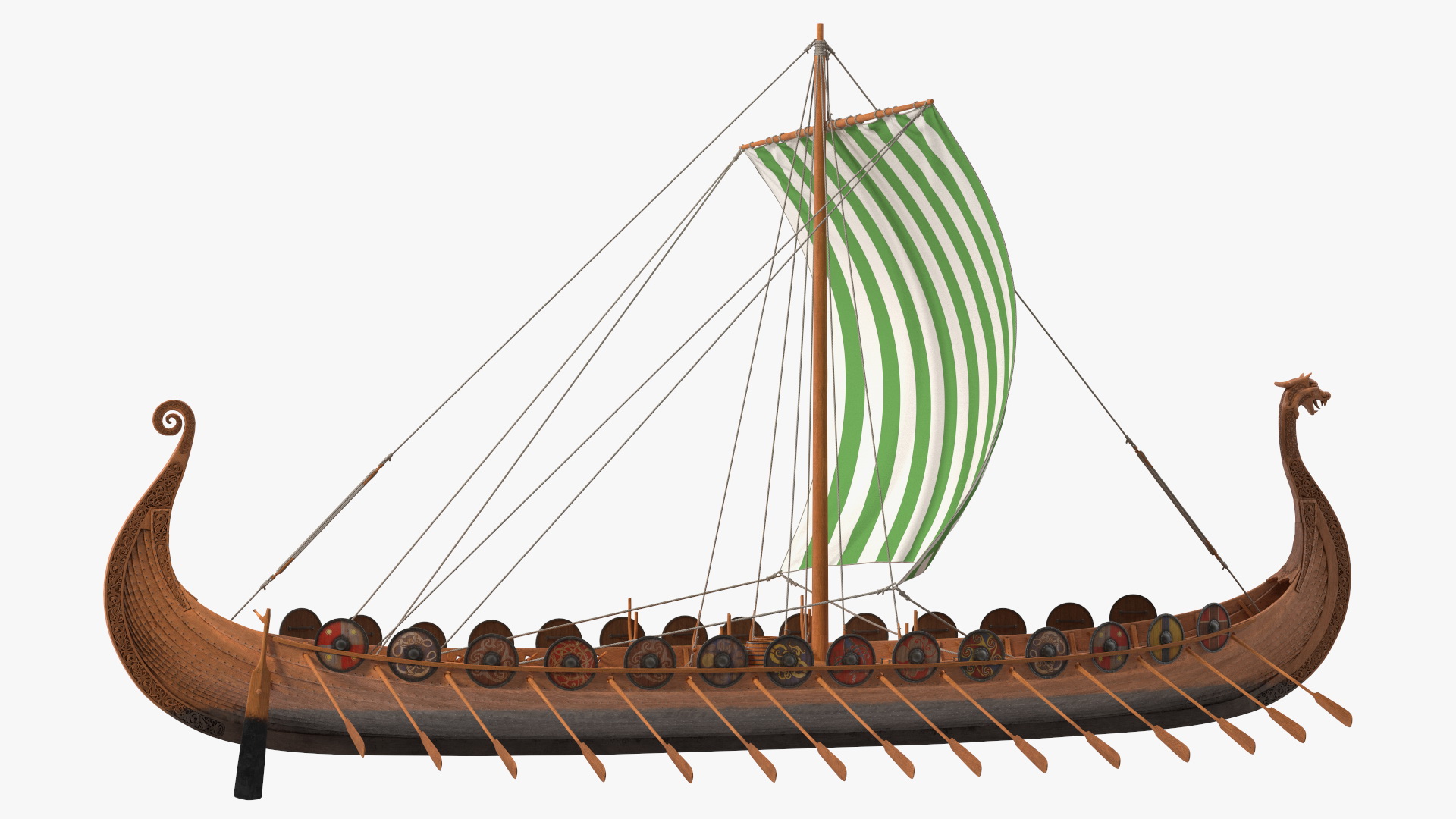 3D model Viking Drakkar Sail Green