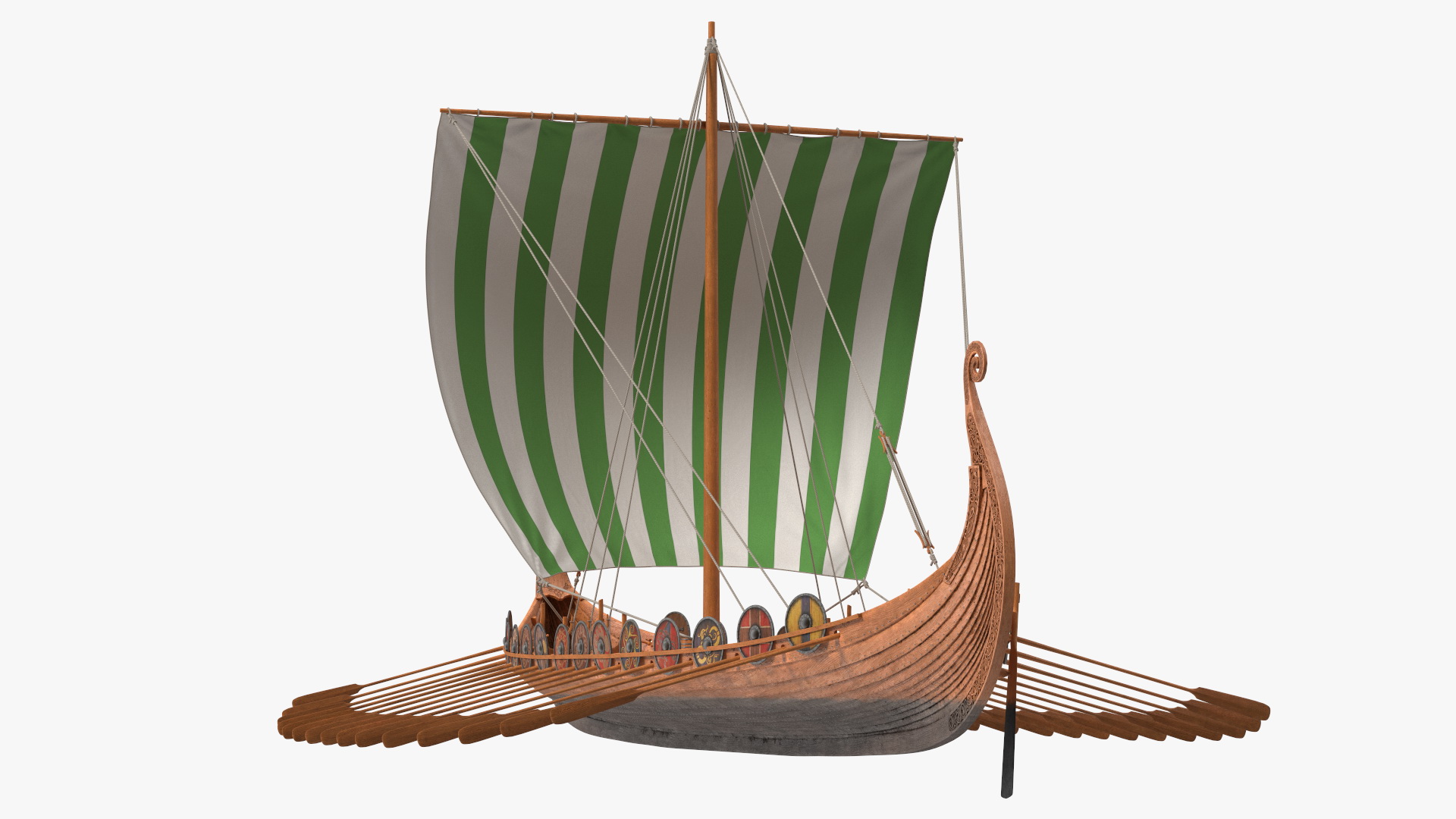 3D model Viking Drakkar Sail Green