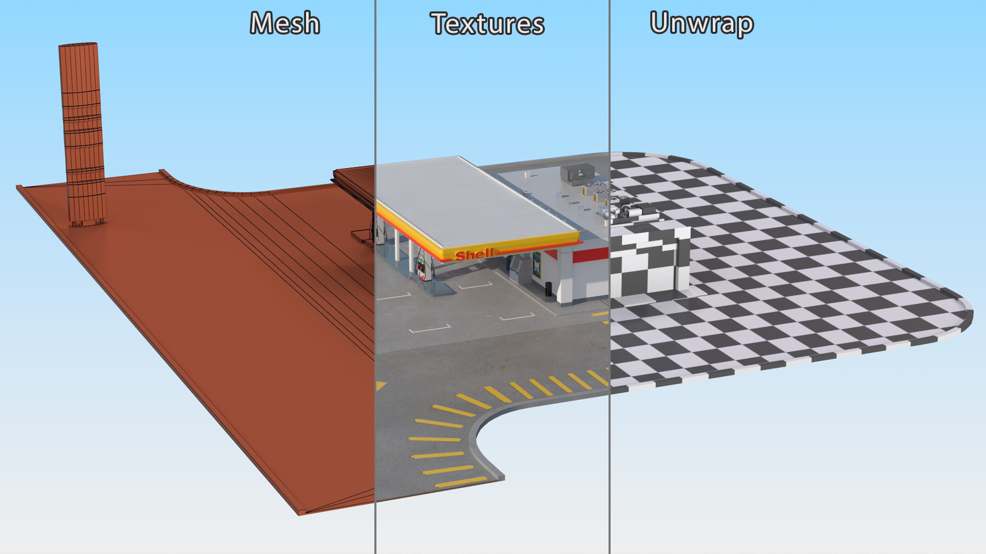 3D Shell Gas Station Small model