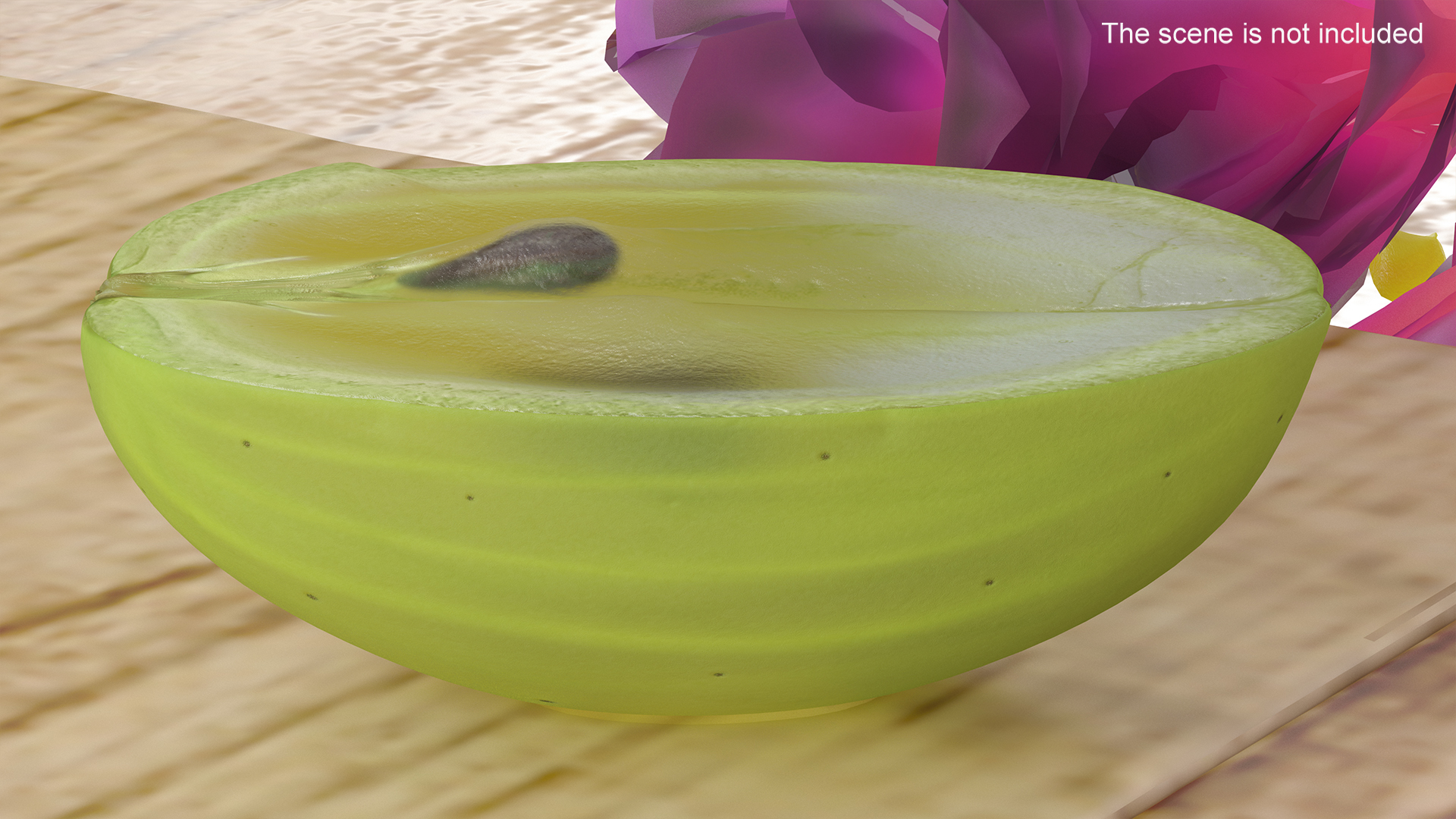 3D Translucent Slice of Green Grape Fruit model