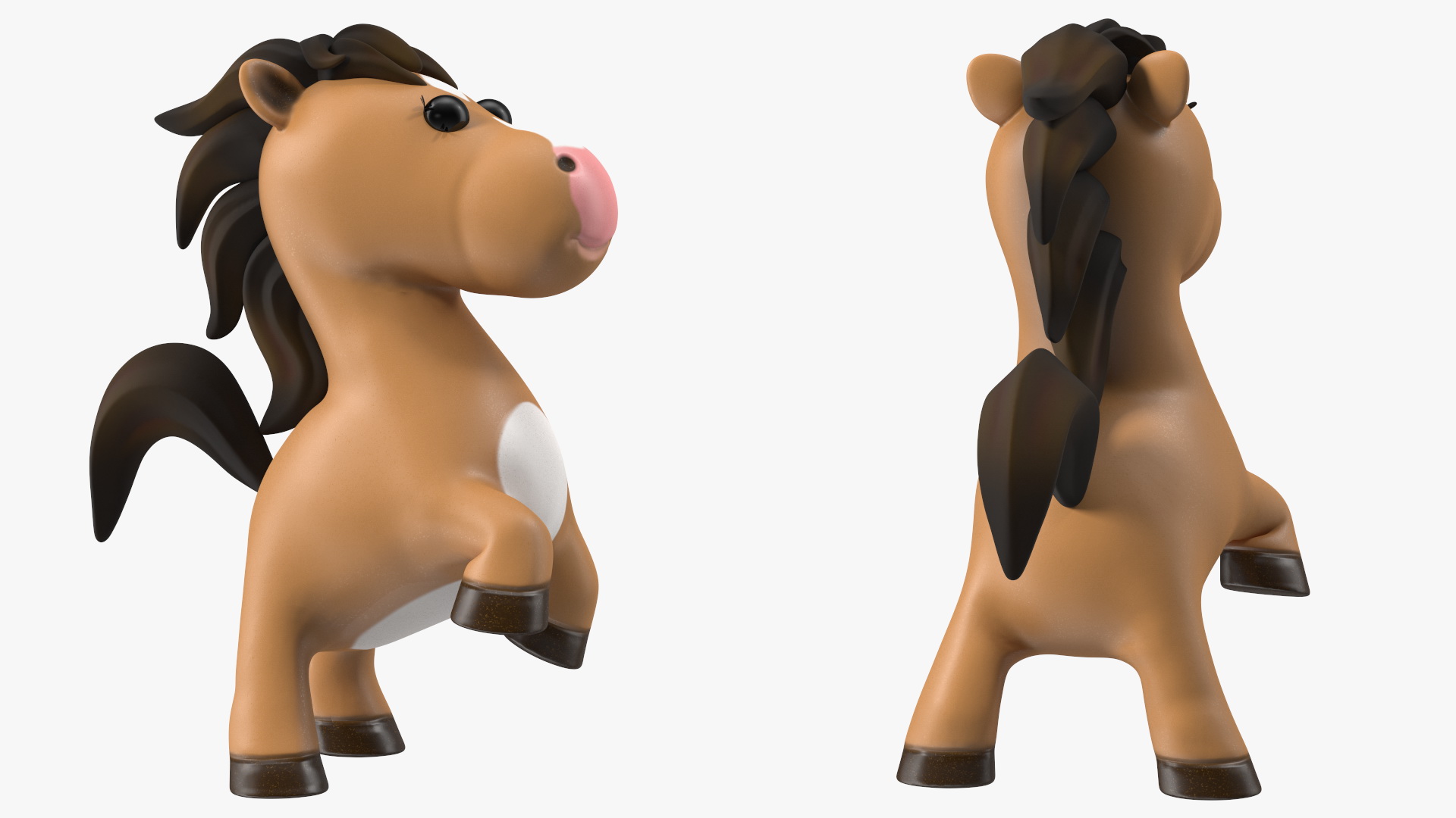 Brown Cartoon Horse Jumping Pose 3D