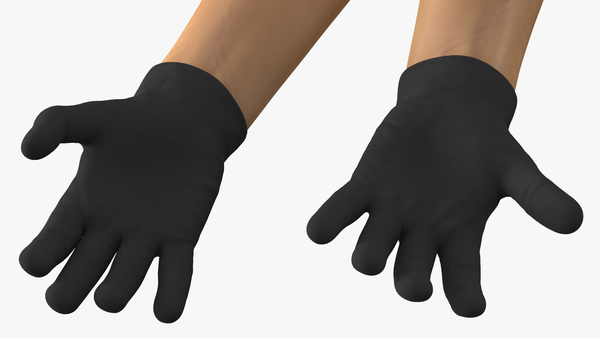 3D Gloved Hands Medical Black Rigged model