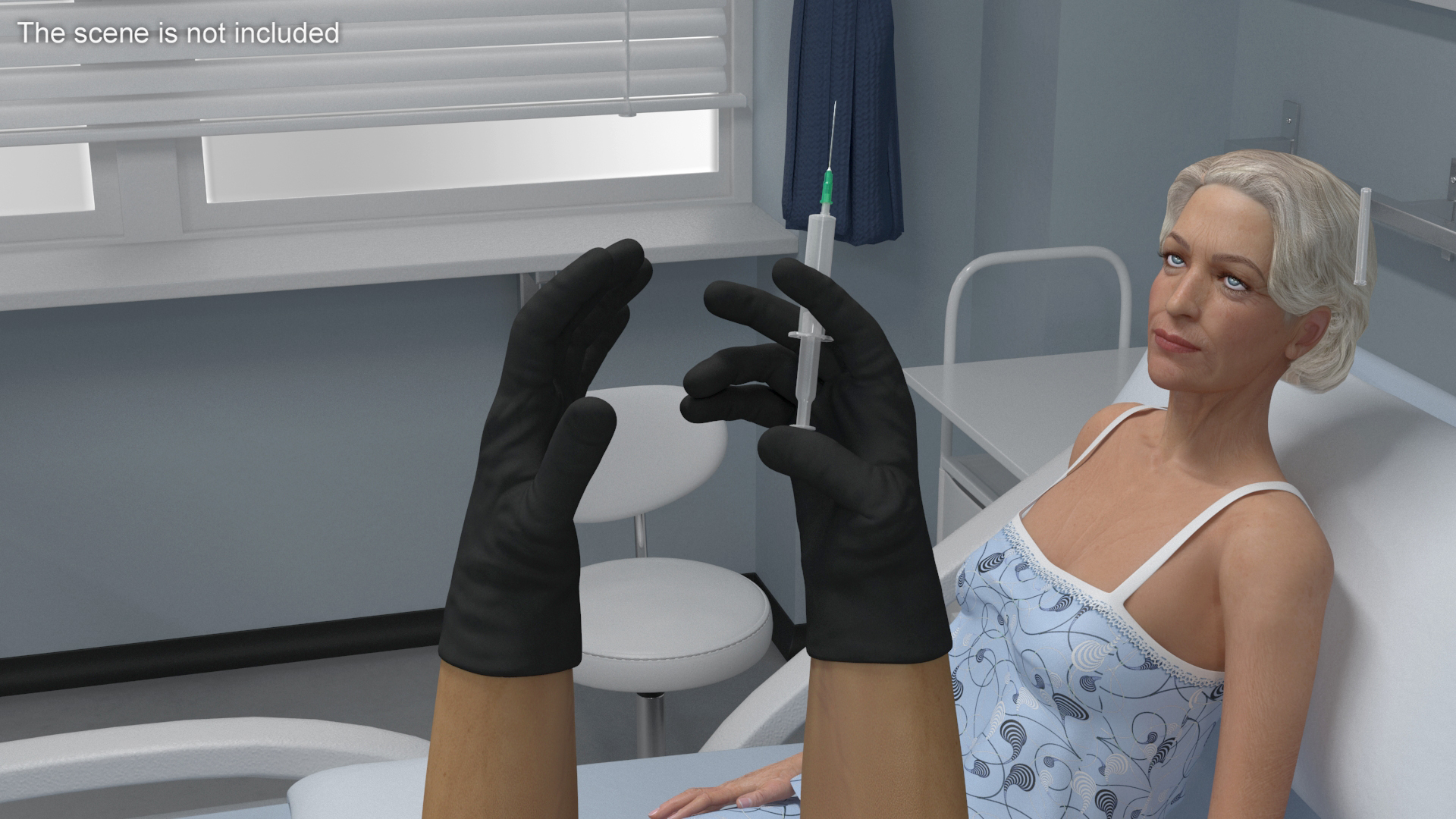 3D Gloved Hands Medical Black Rigged model