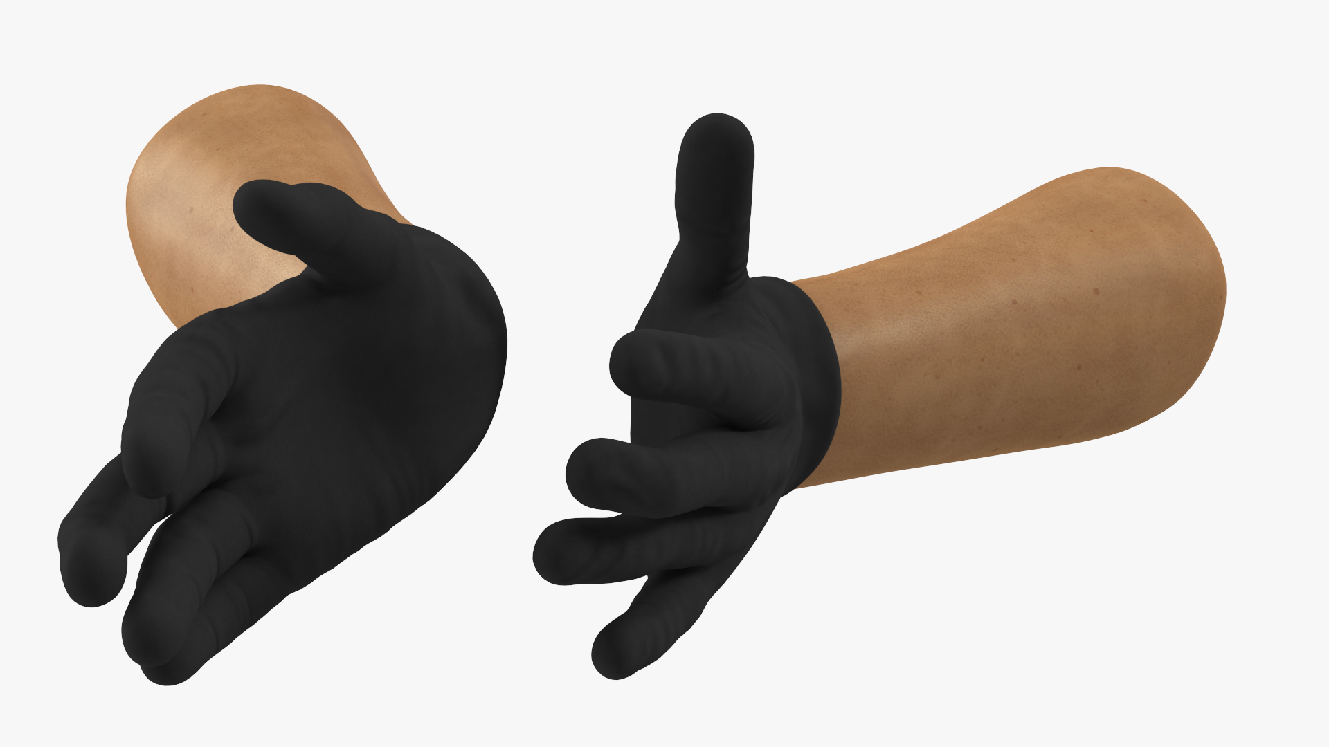 3D Gloved Hands Medical Black Rigged model