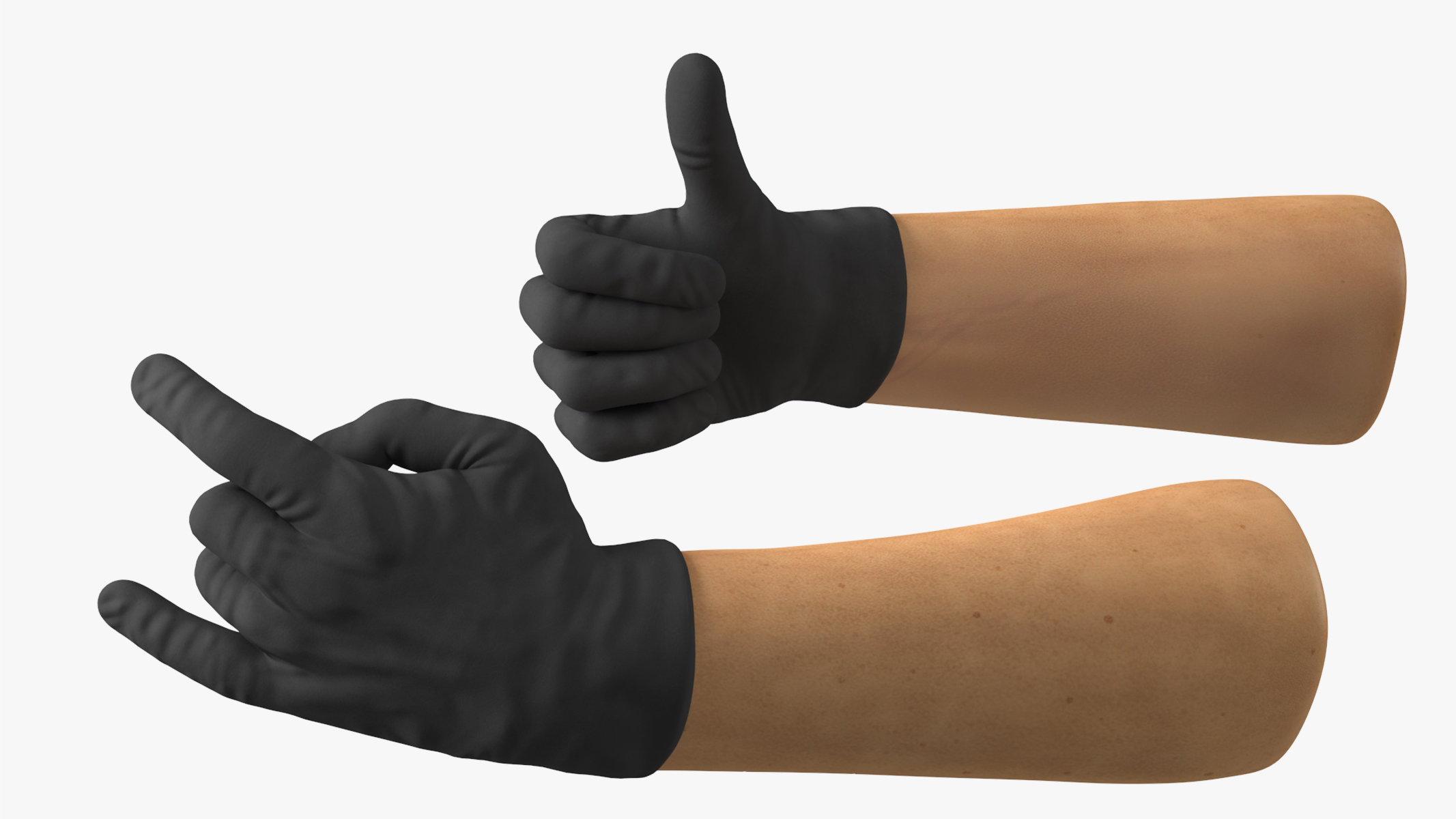 3D Gloved Hands Medical Black Rigged model