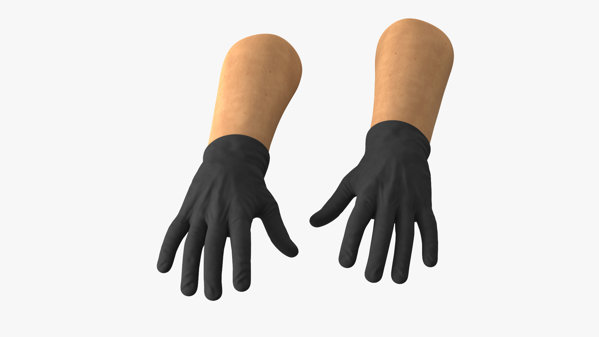 3D Gloved Hands Medical Black Rigged model