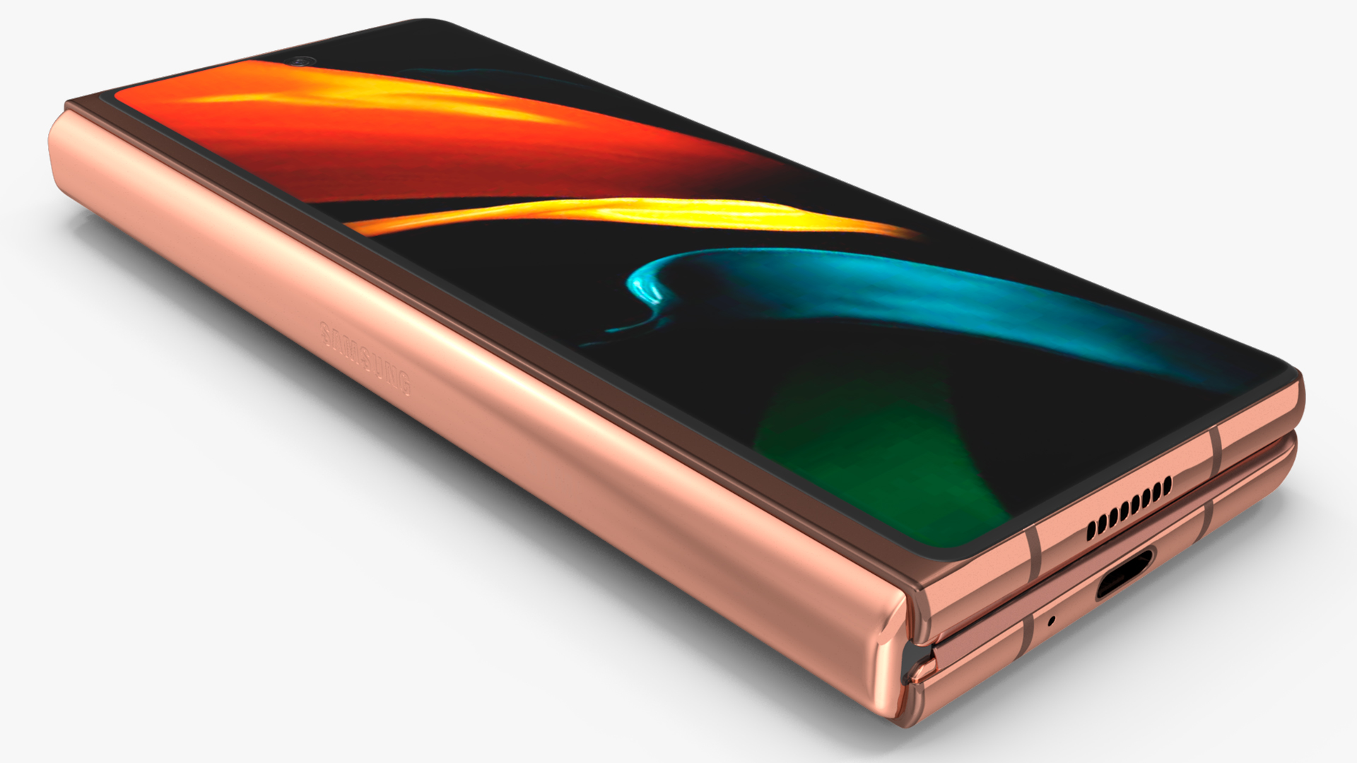 3D model Samsung Z Fold 2 Bronze Closed