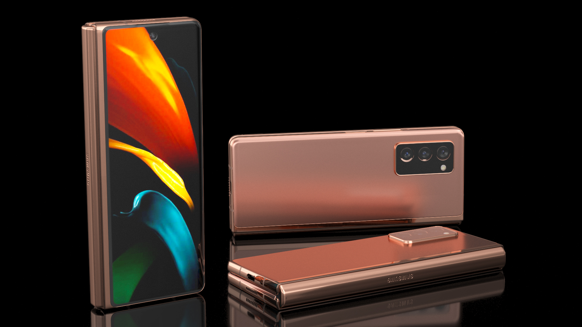 3D model Samsung Z Fold 2 Bronze Closed