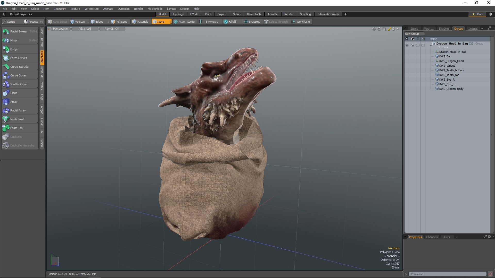 3D Dragon Head in Bag model