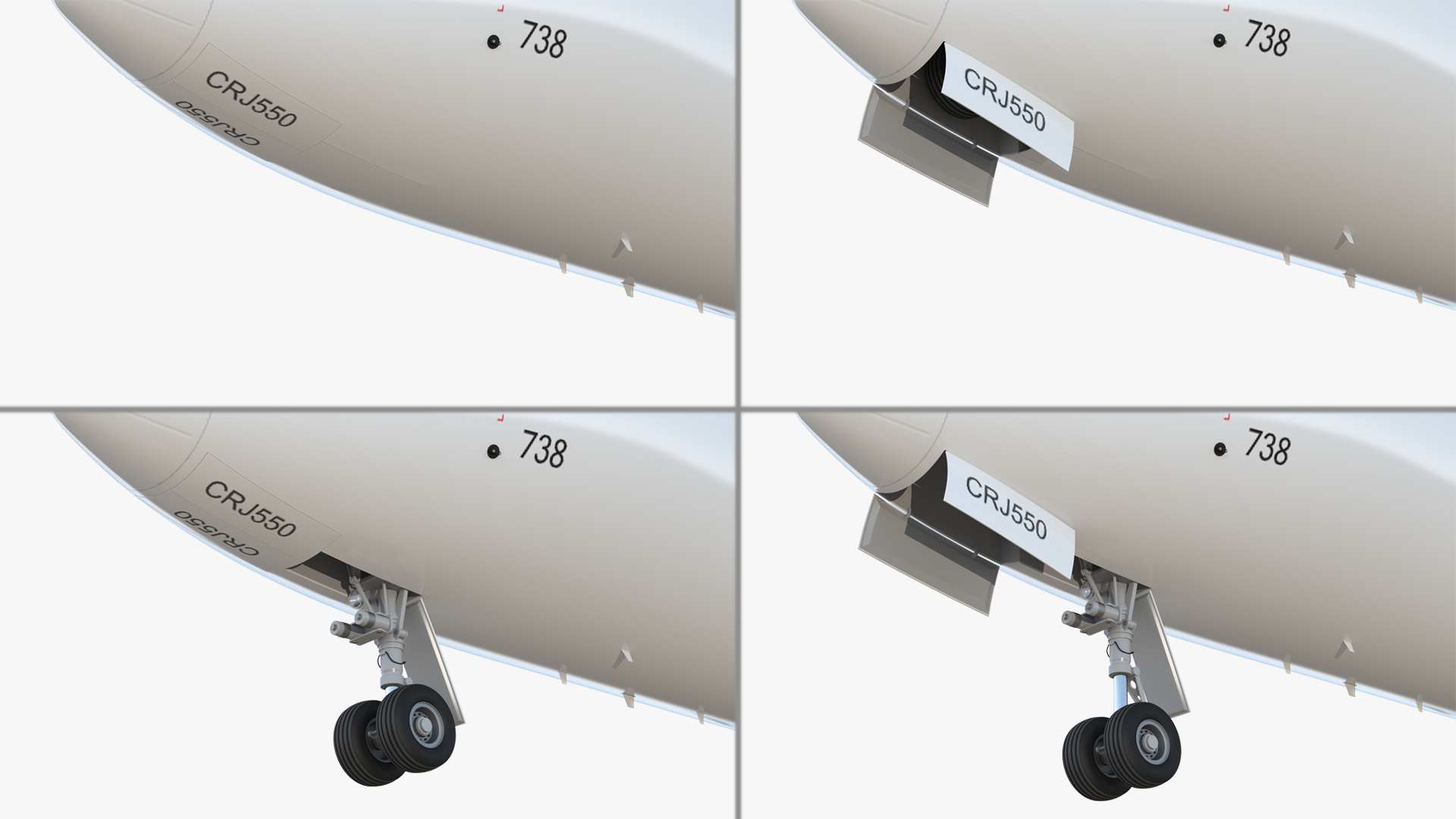 Regional Jet Bombardier CRJ550 Rigged 3D