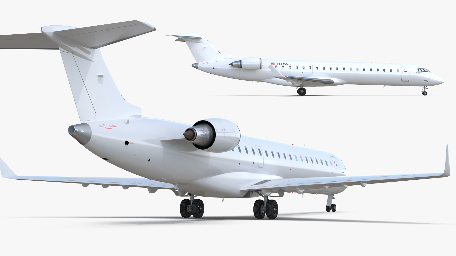 Regional Jet Bombardier CRJ550 Rigged 3D