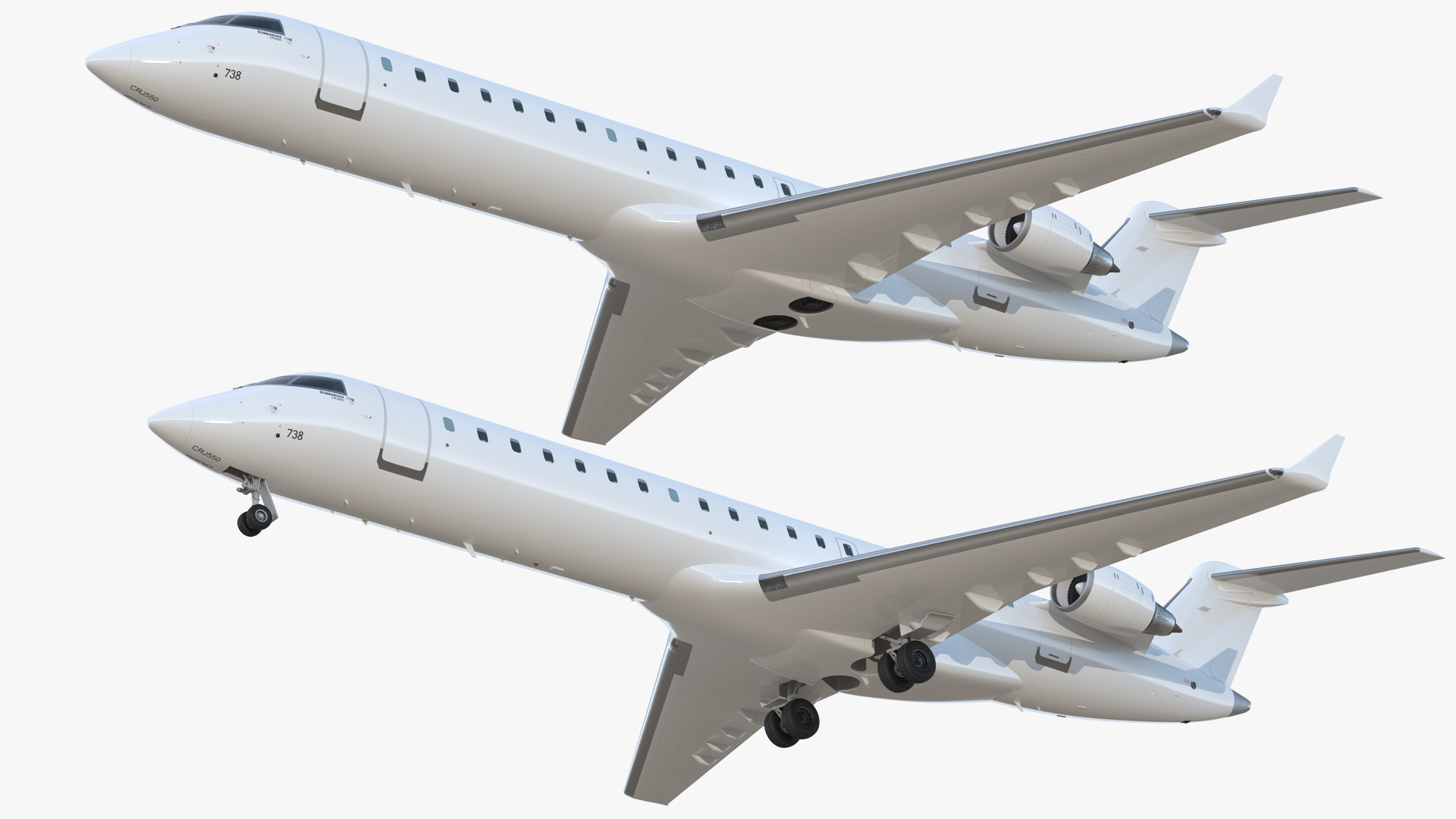 Regional Jet Bombardier CRJ550 Rigged 3D