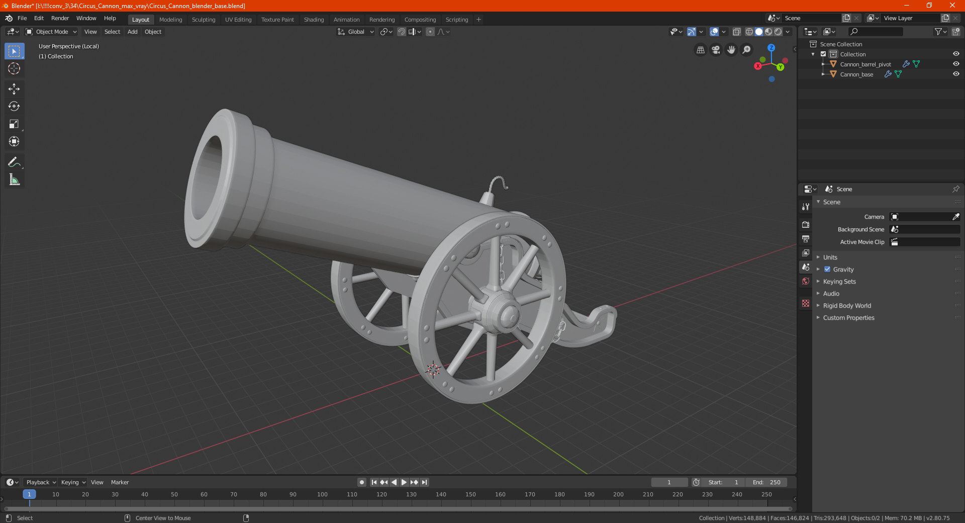 3D Circus Cannon model